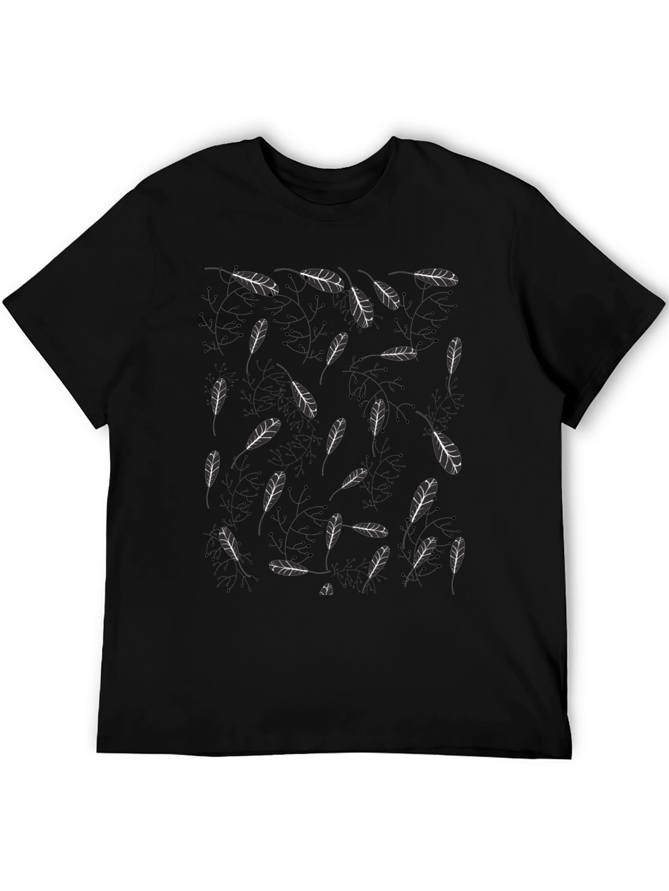 Feather Print Black T-Shirt
