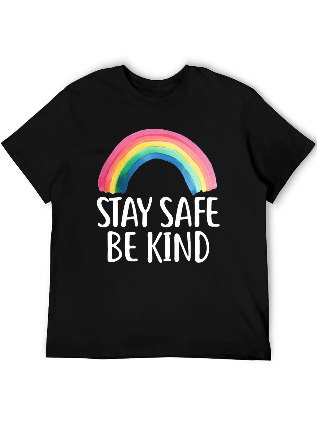 Stay Safe Be Kind Rainbow Graphic Tee