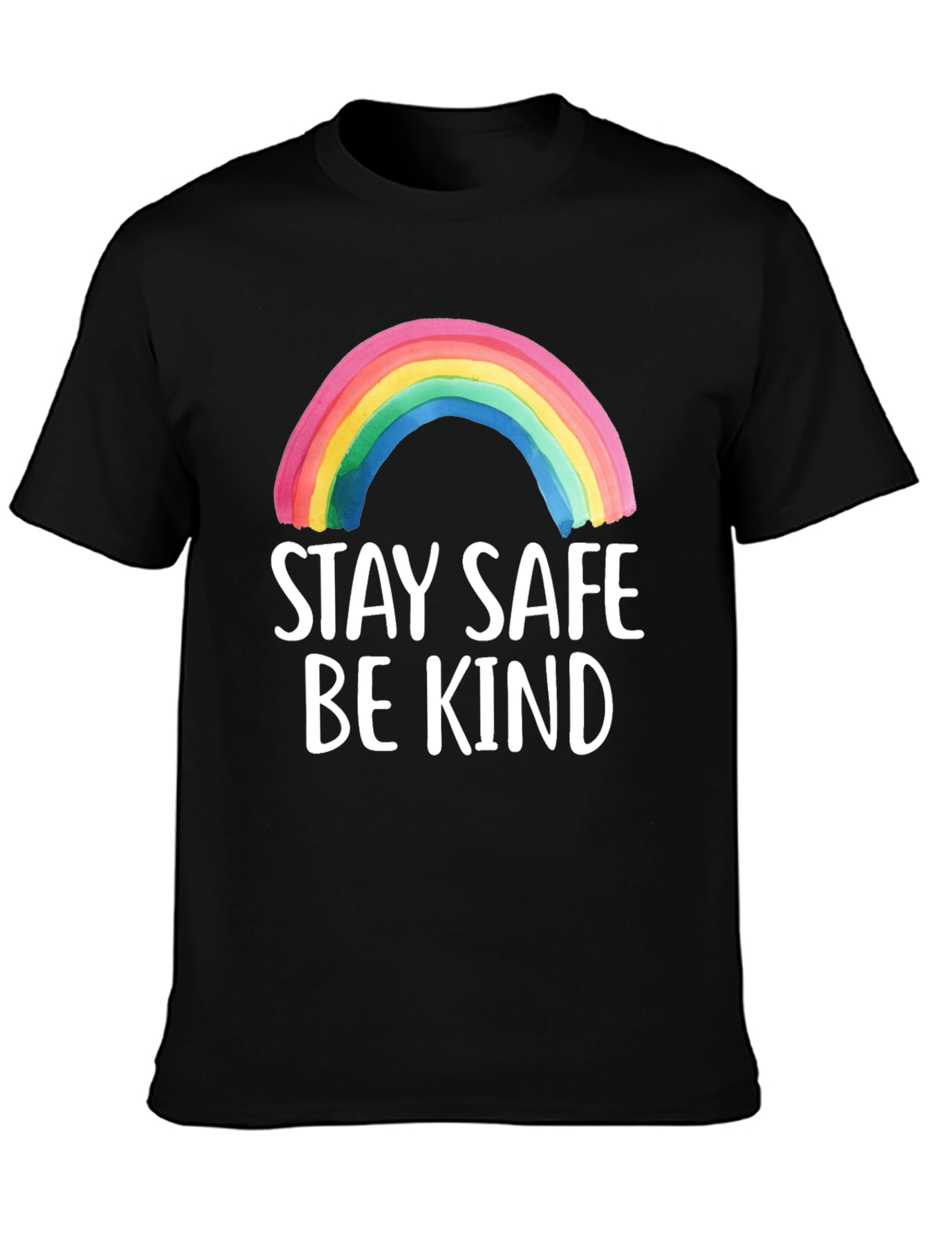 Stay Safe Be Kind Rainbow Graphic Tee