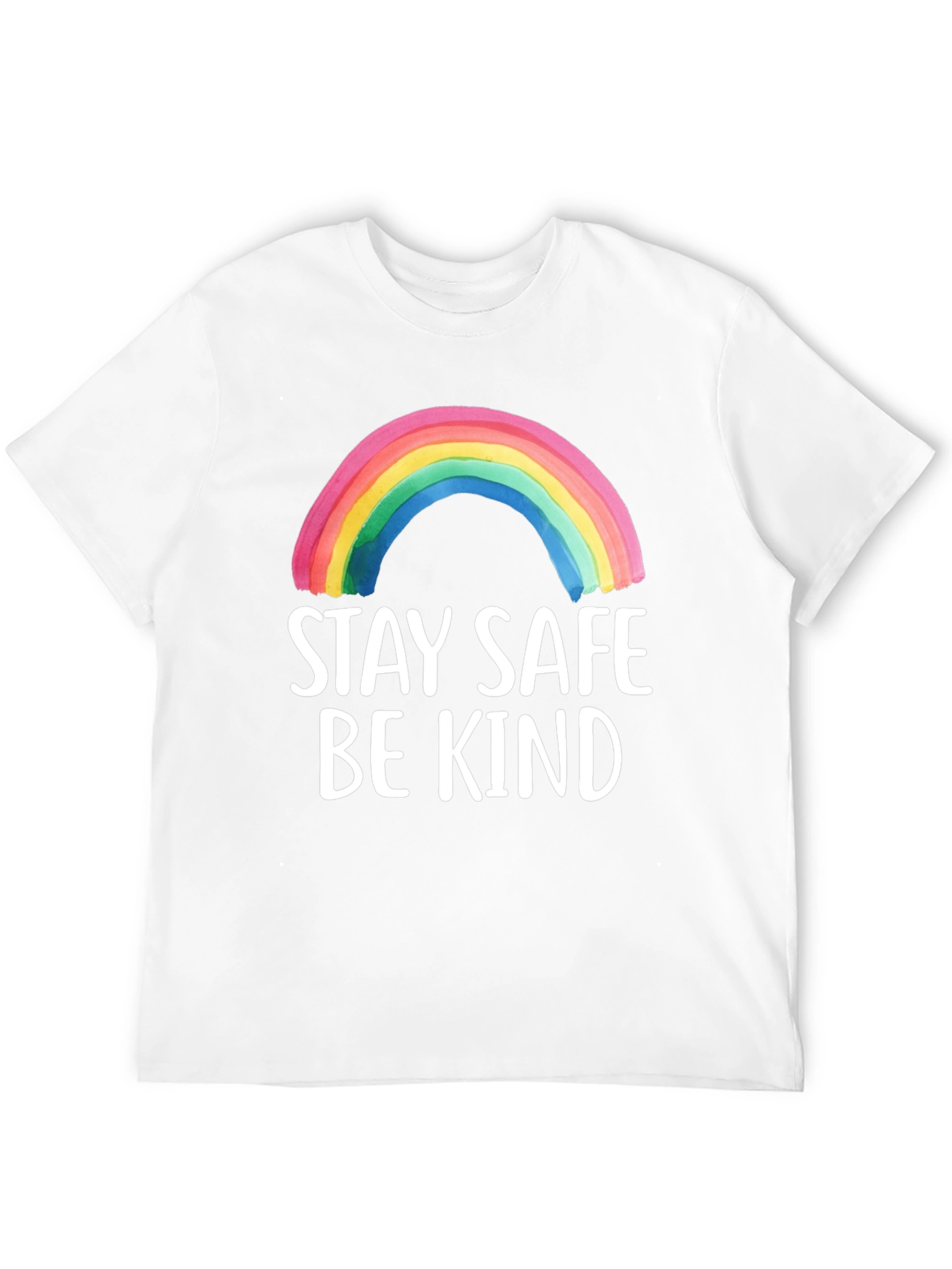 Stay Safe Be Kind Rainbow Graphic Tee