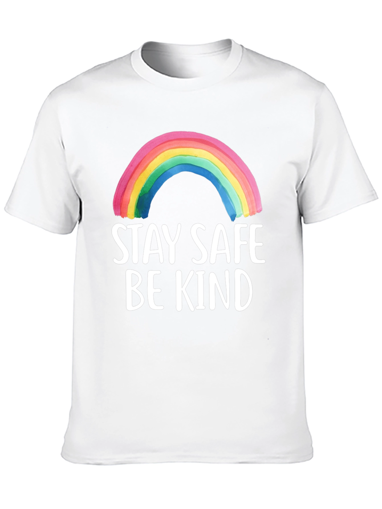 Stay Safe Be Kind Rainbow Graphic Tee