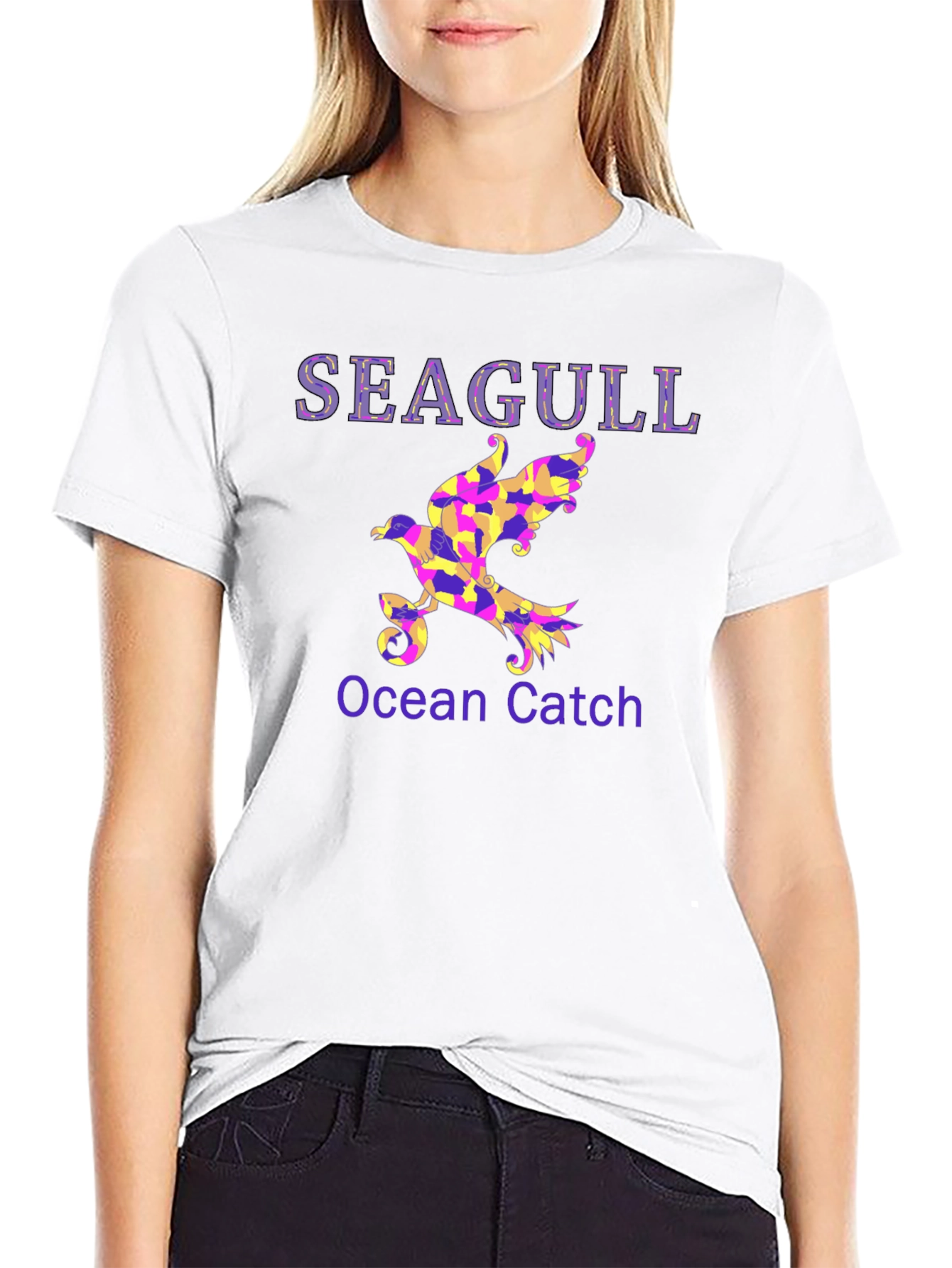 Seagull Ocean Catch Graphic T-Shirt