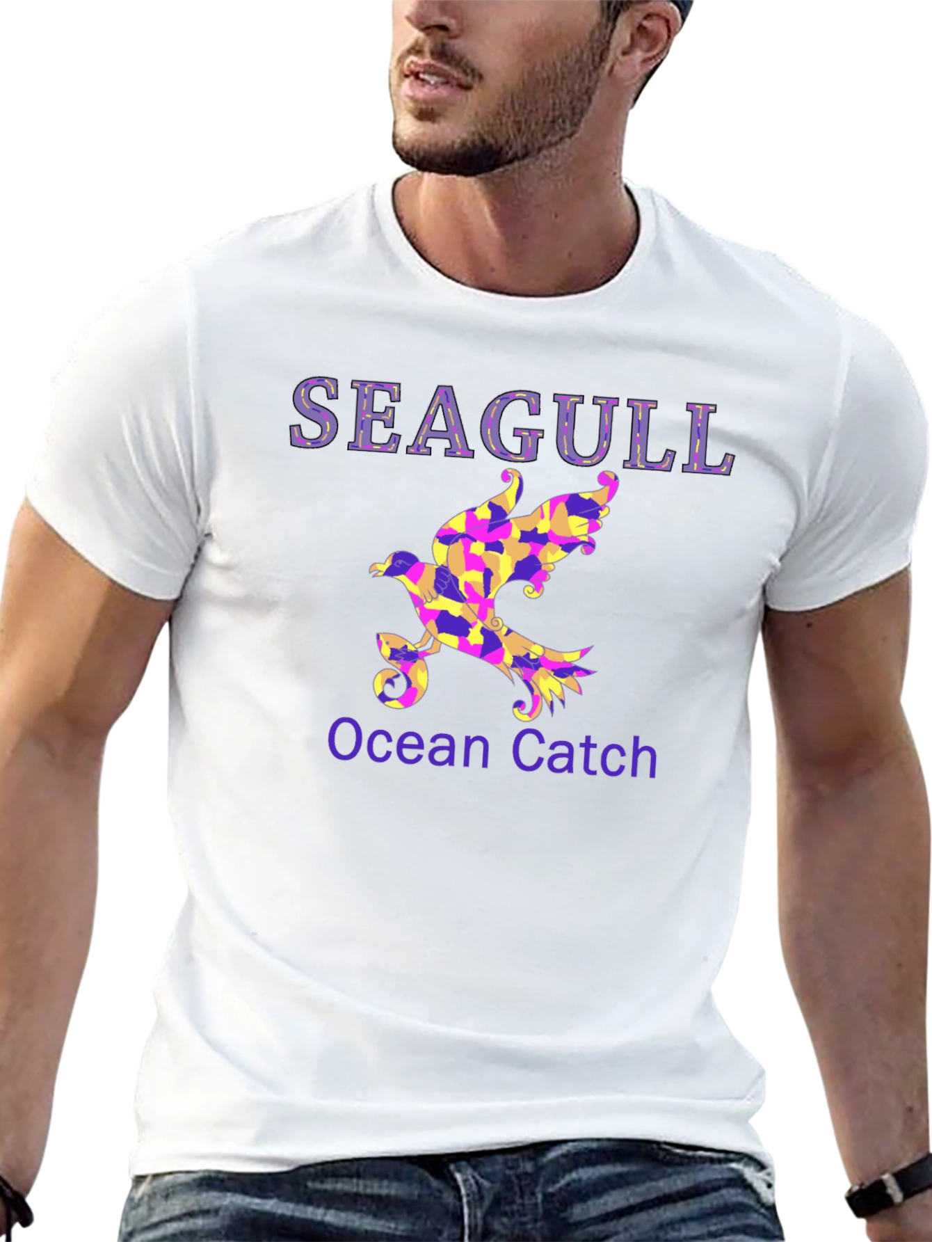 Seagull Ocean Catch Graphic T-Shirt