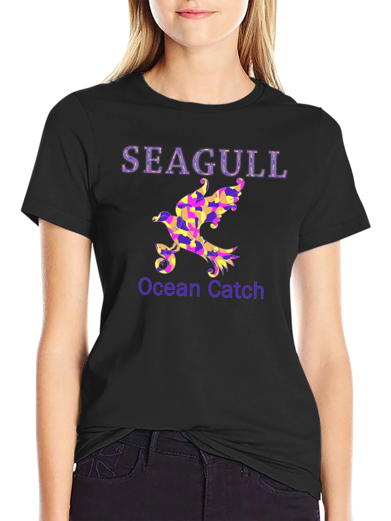 Seagull Ocean Catch Graphic T-Shirt