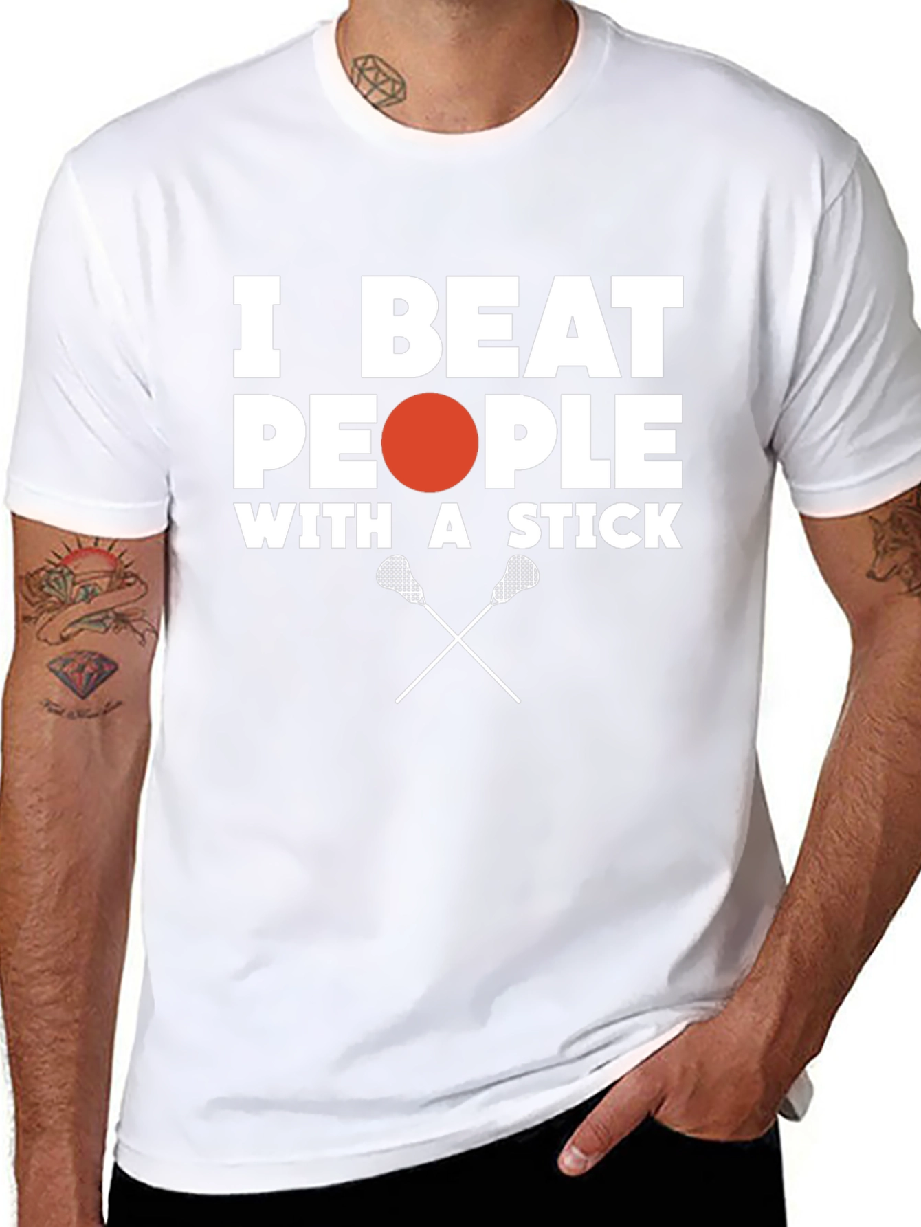 I Beat People With A Stick Black T-Shirt