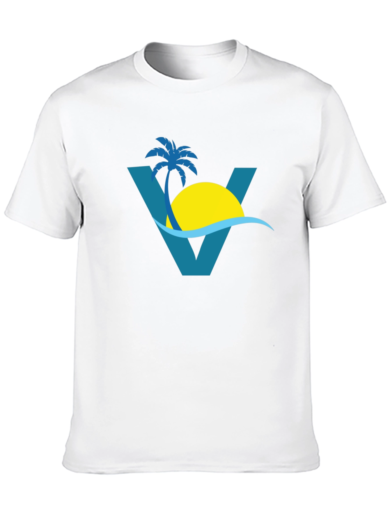 Tropical Beach Palm Tree Graphic Tee - Black