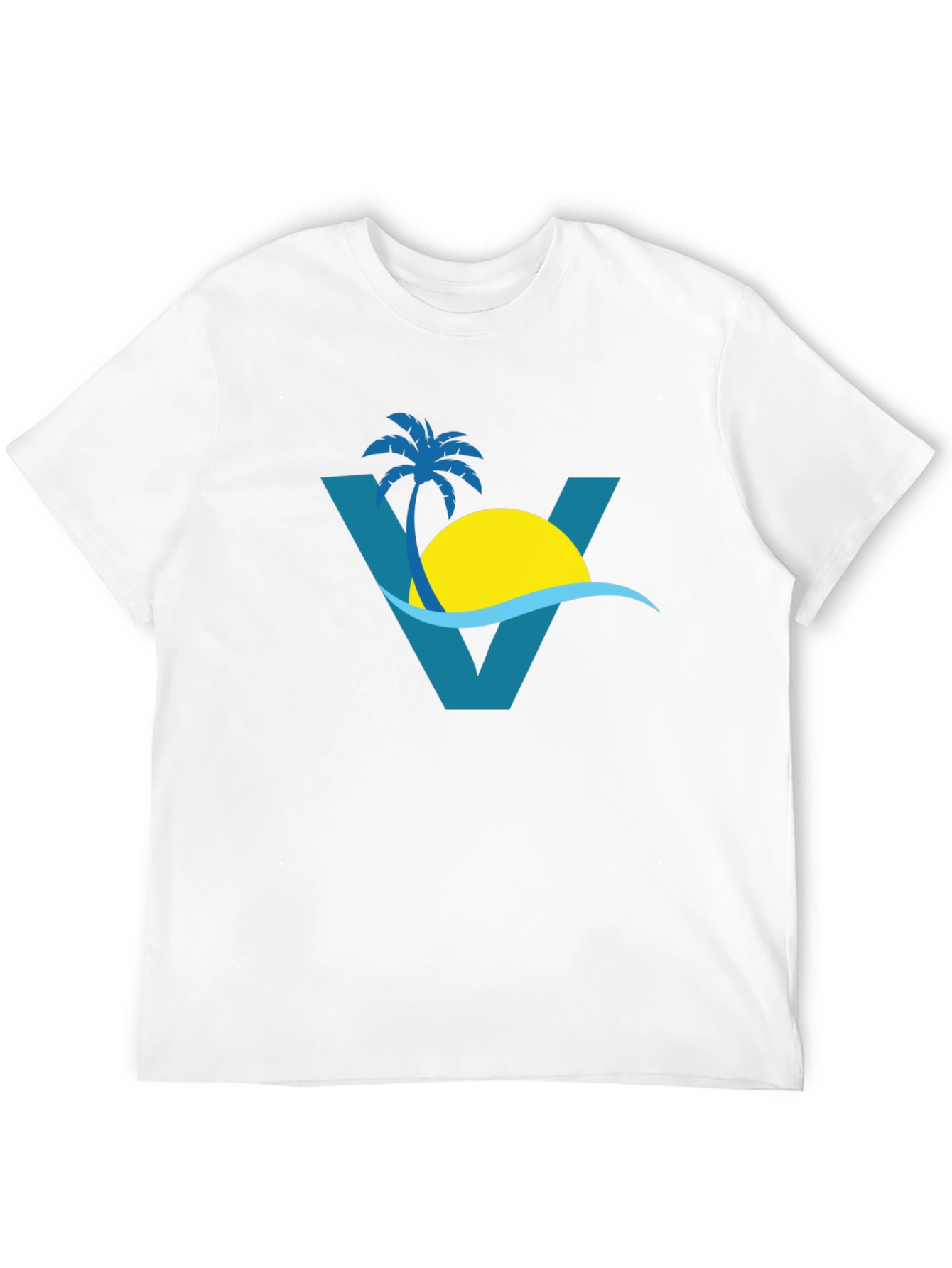 Tropical Beach Palm Tree Graphic Tee - Black