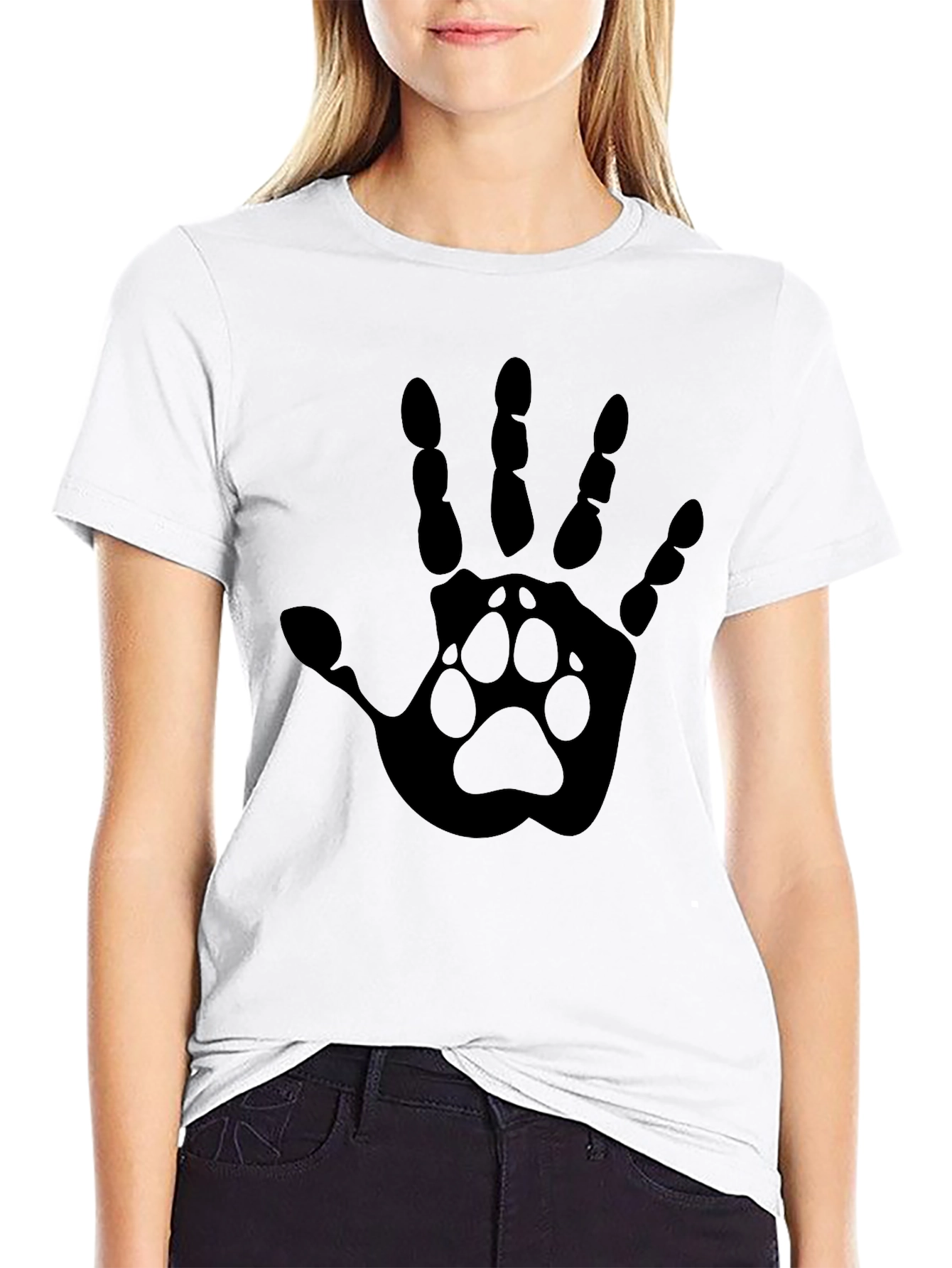 Paw Print Hand T-Shirt - Unique Animal Lover Design