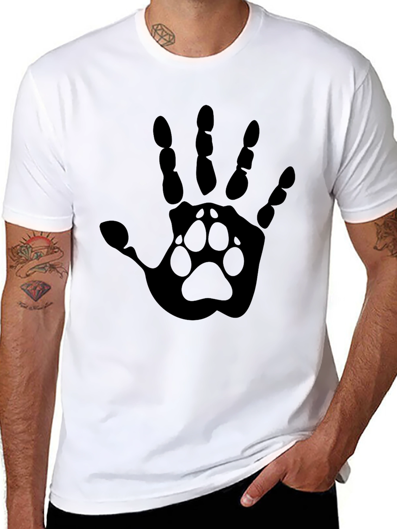 Paw Print Hand T-Shirt - Unique Animal Lover Design