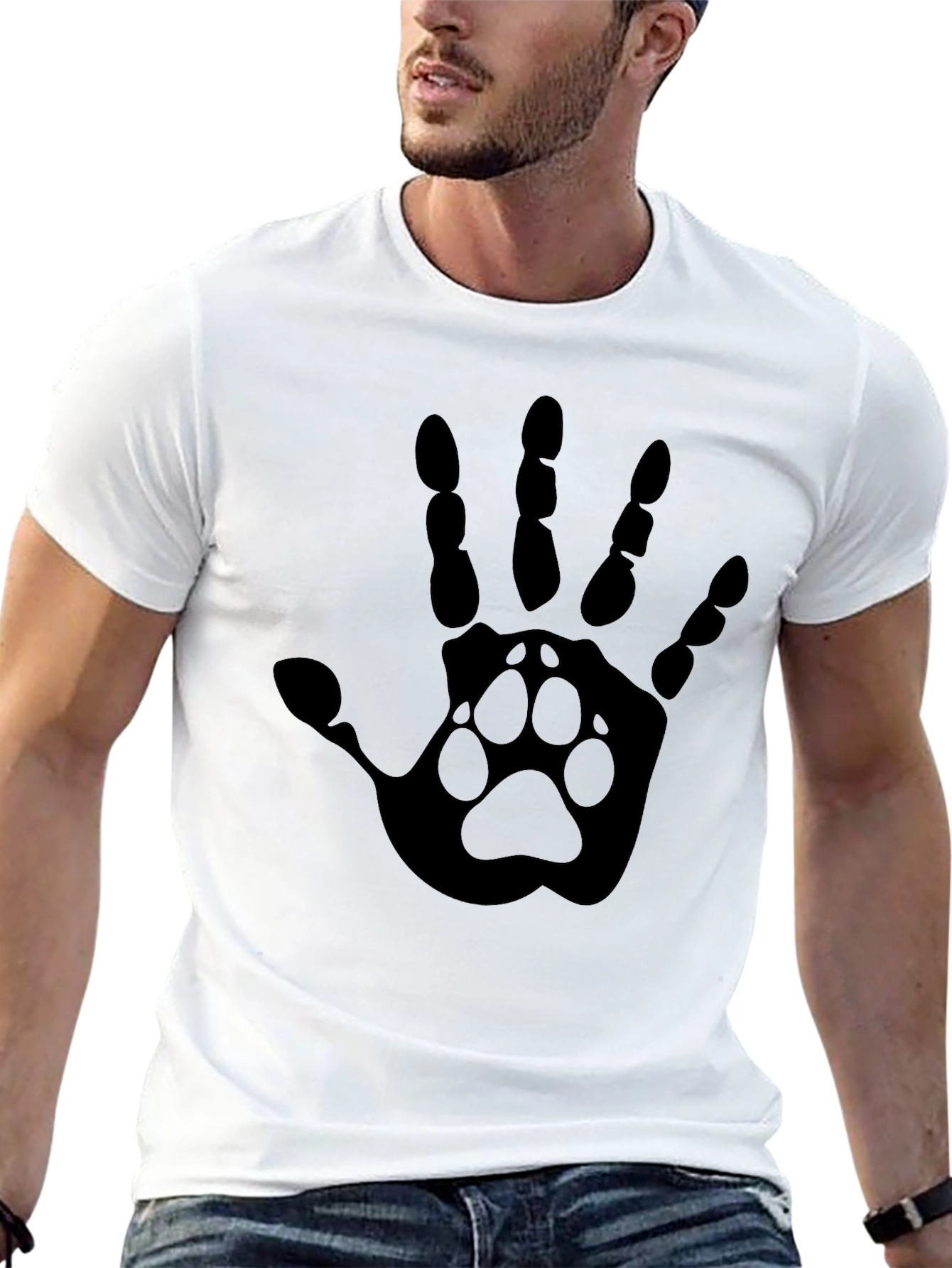 Paw Print Hand T-Shirt - Unique Animal Lover Design