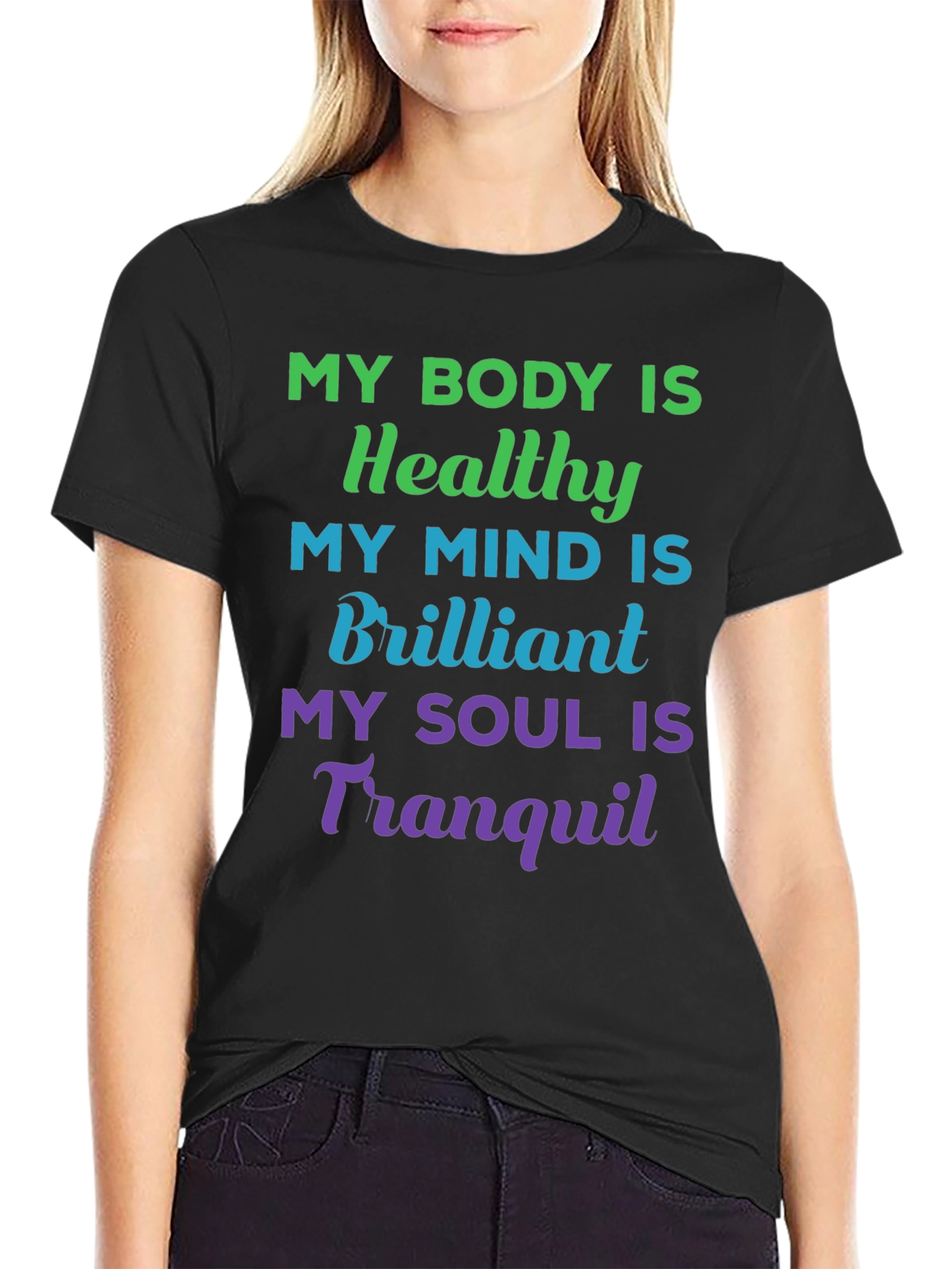 Healthy Mind Body & Soul T-Shirt - Black