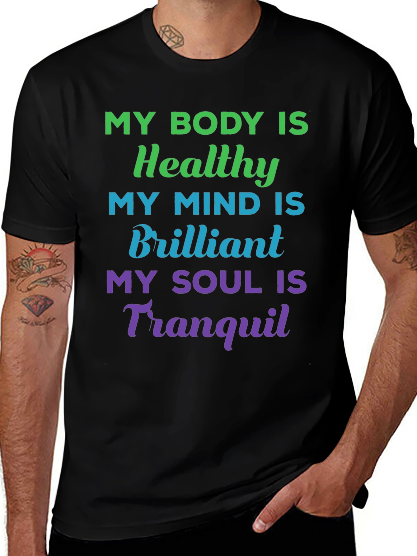 Healthy Mind Body & Soul T-Shirt - Black