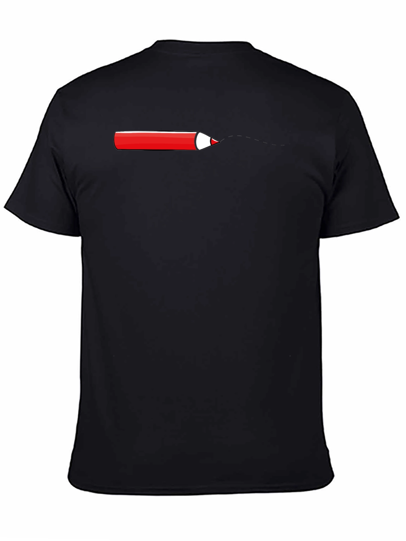 Red Pencil Graphic Black T-Shirt