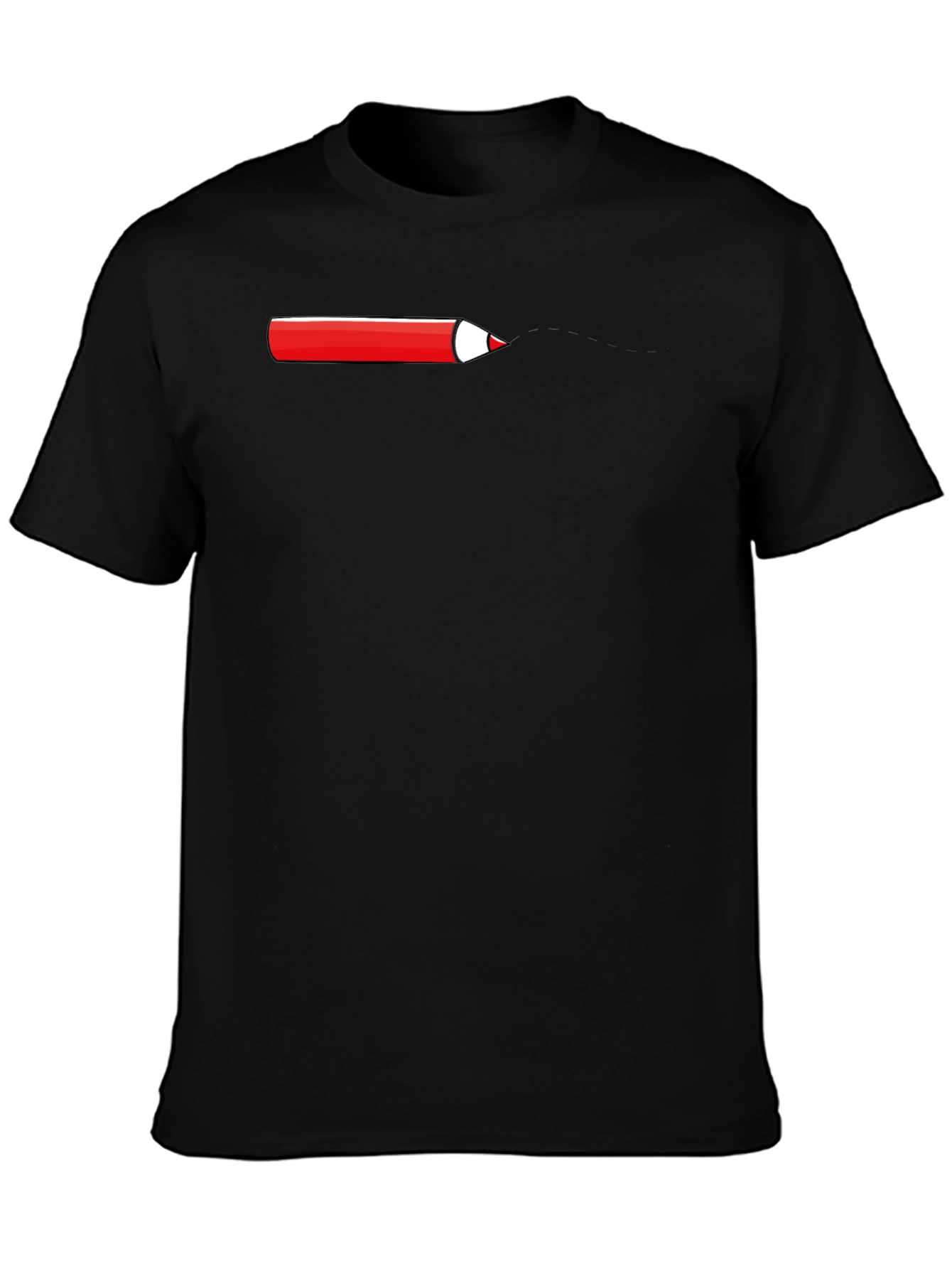 Red Pencil Graphic Black T-Shirt