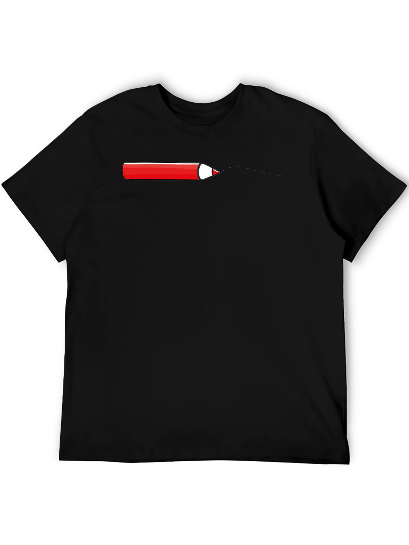 Red Pencil Graphic Black T-Shirt