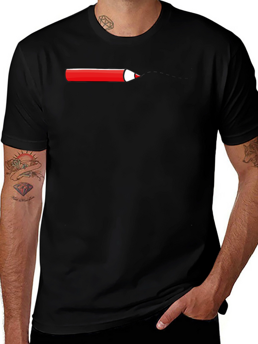 Red Pencil Graphic Black T-Shirt