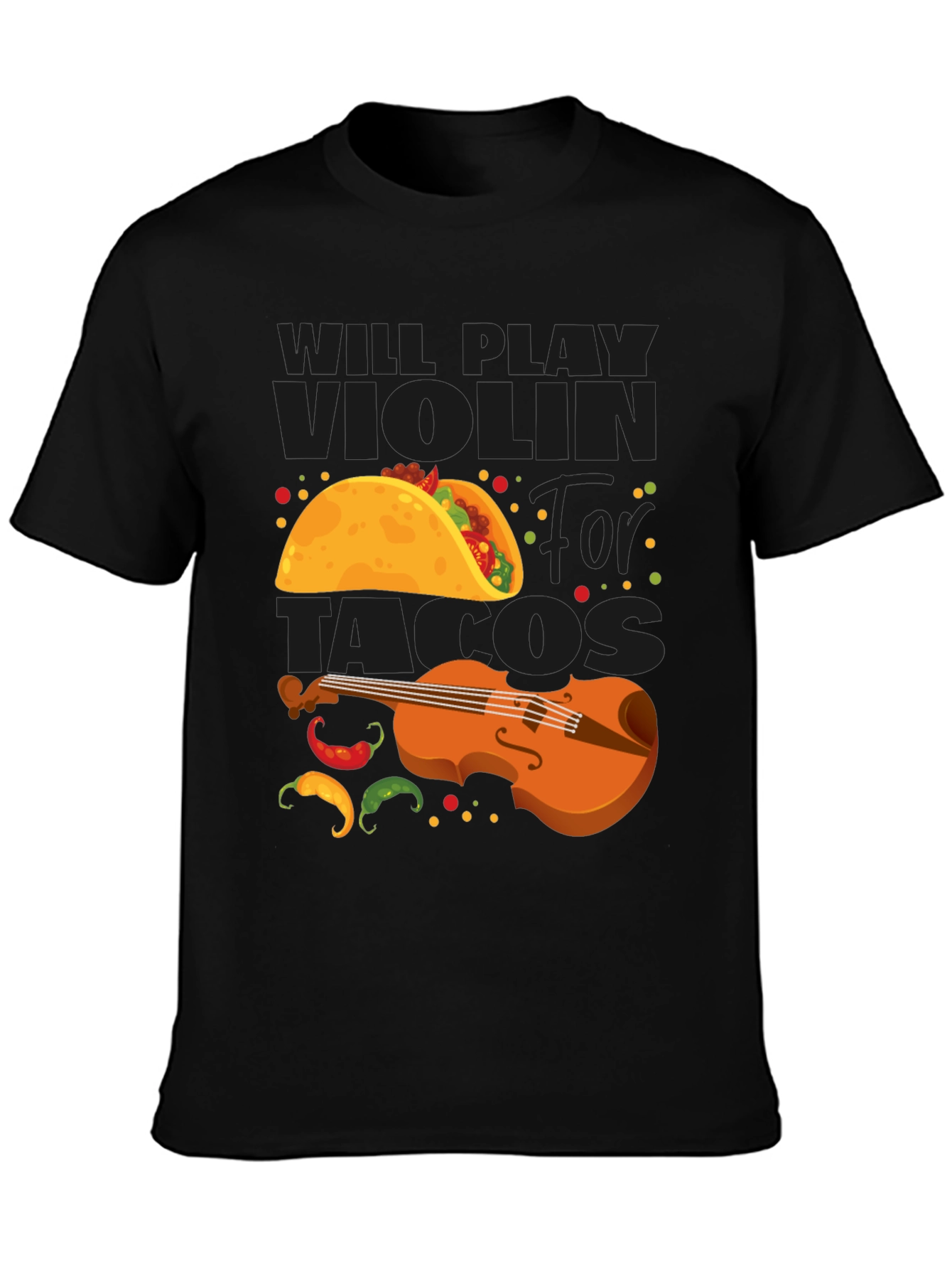 Will Play Violin for Tacos Funny Graphic Tee