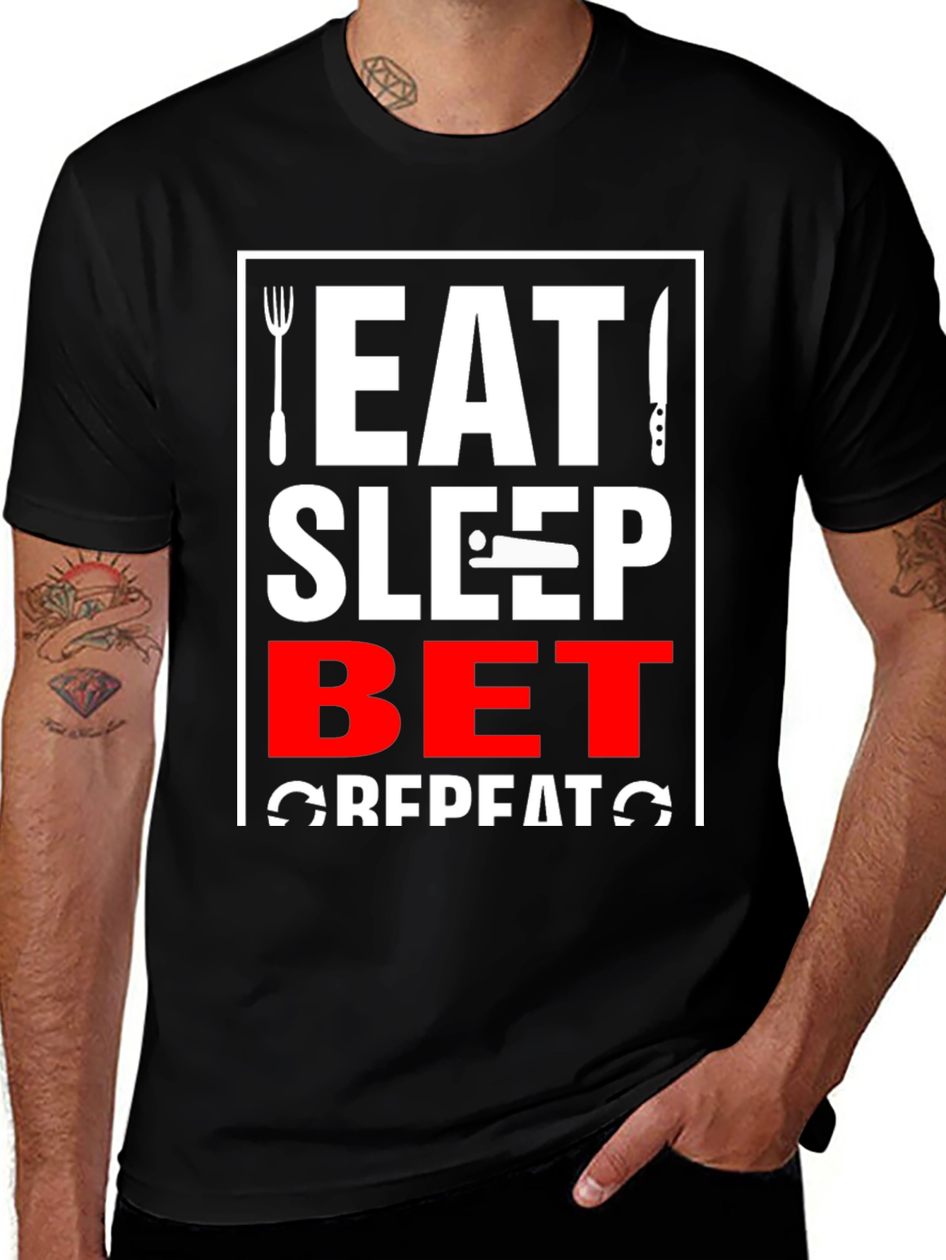 Eat Sleep Bet Repeat T-Shirt Funny Gambling Shirt