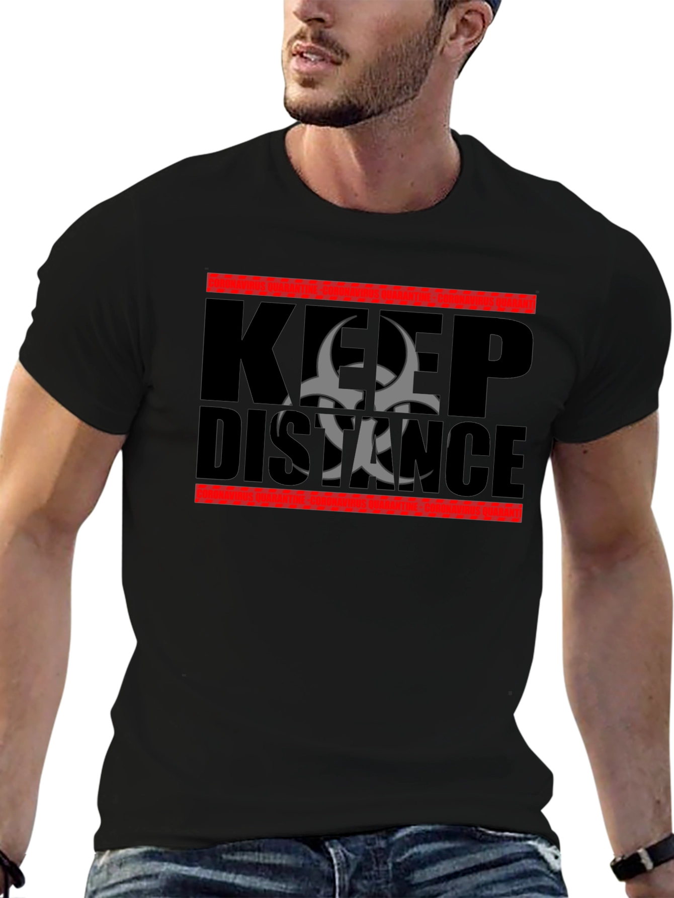 Keep Distance Biohazard Graphic T-Shirt - Stay Safe Style