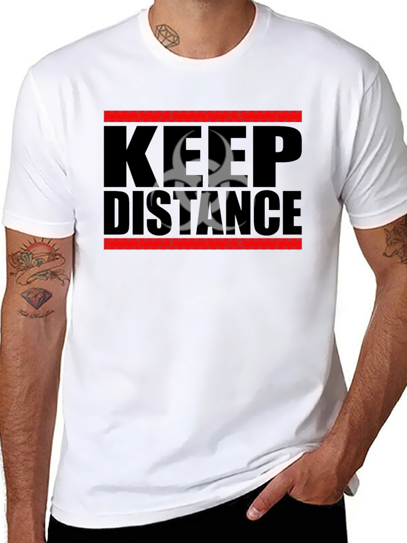 Keep Distance Biohazard Graphic T-Shirt - Stay Safe Style