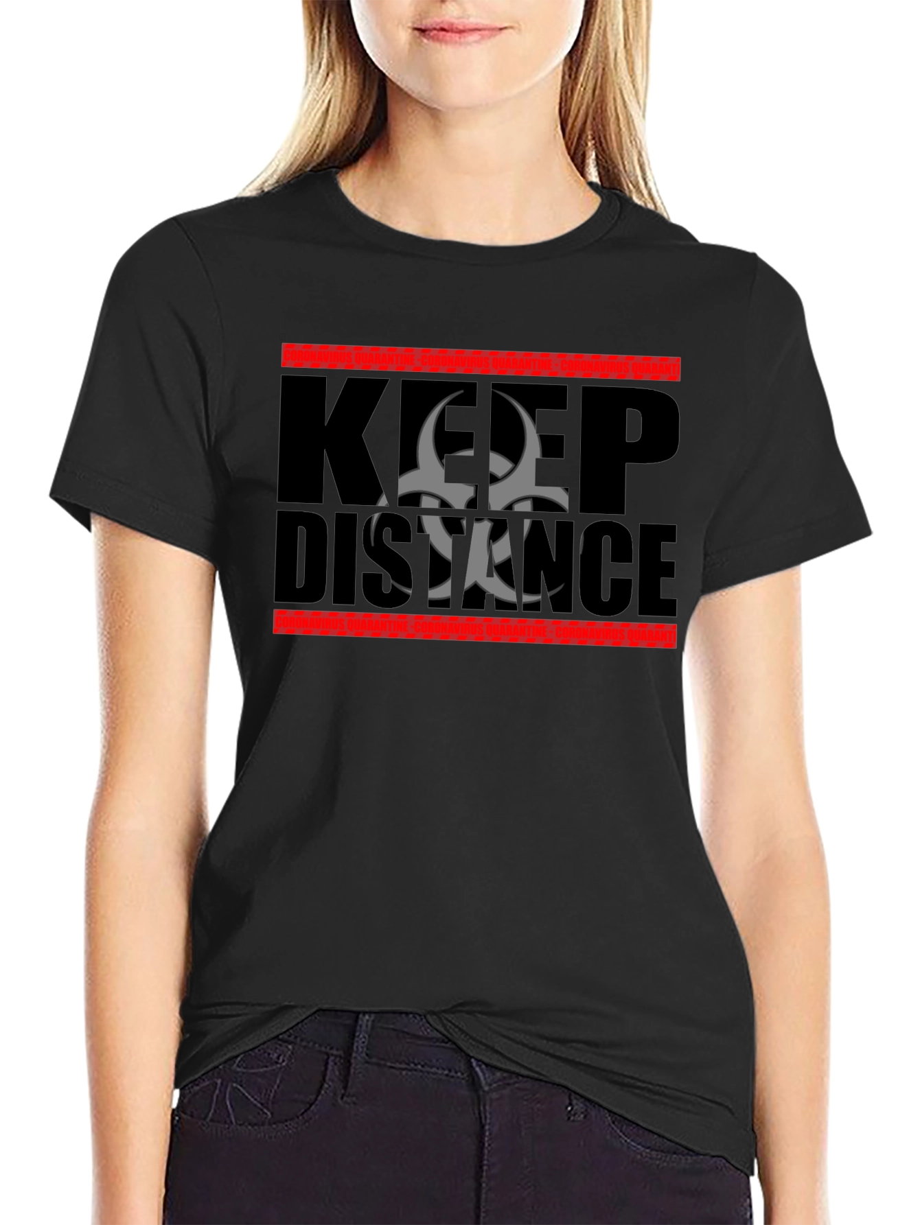 Keep Distance Biohazard Graphic T-Shirt - Stay Safe Style