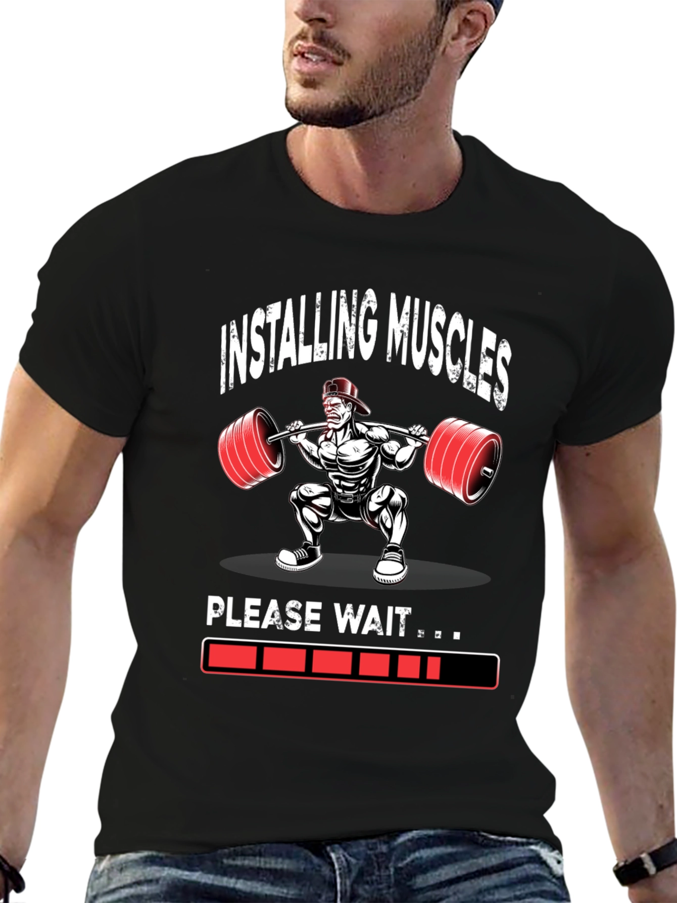 Installing Muscles Weightlifting Graphic T-Shirt