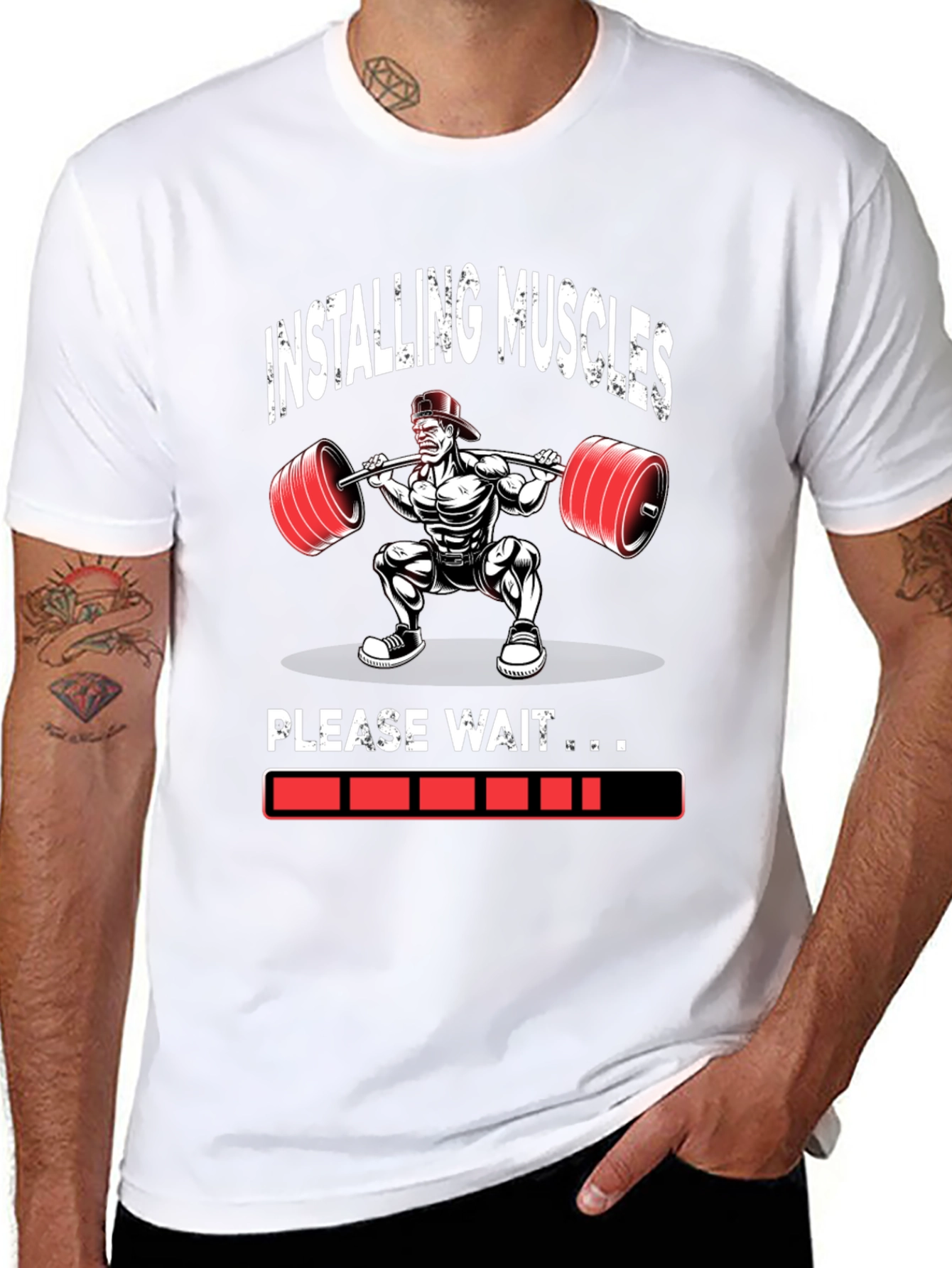 Installing Muscles Weightlifting Graphic T-Shirt