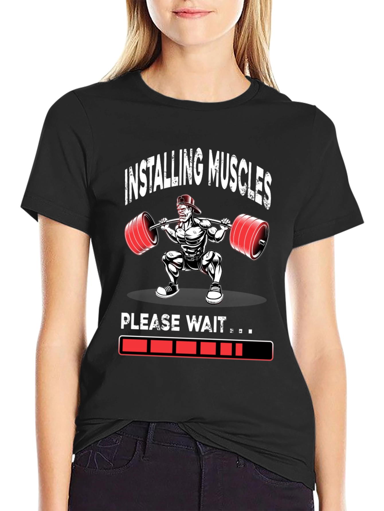 Installing Muscles Weightlifting Graphic T-Shirt
