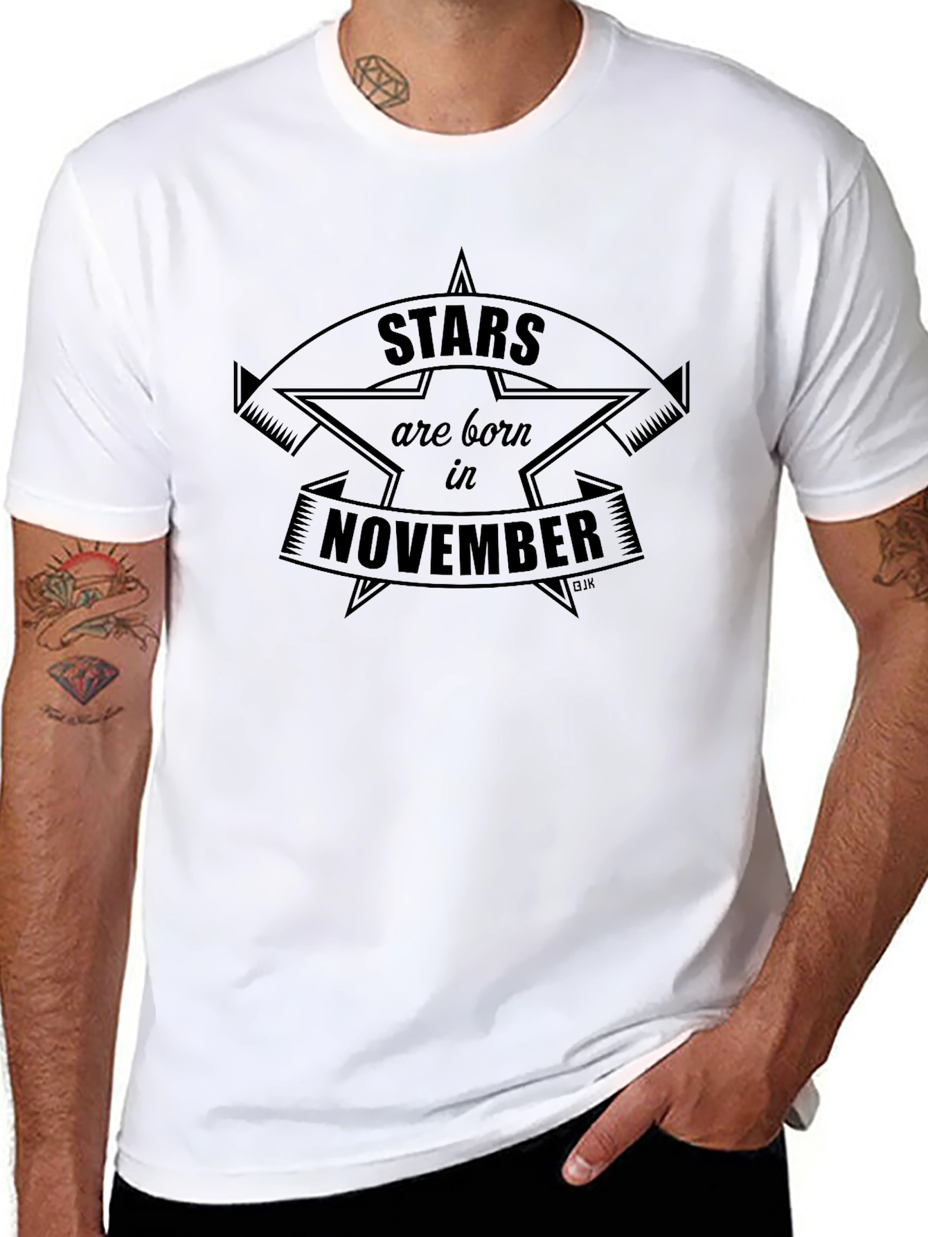 Stars Born In November Black Graphic Tee