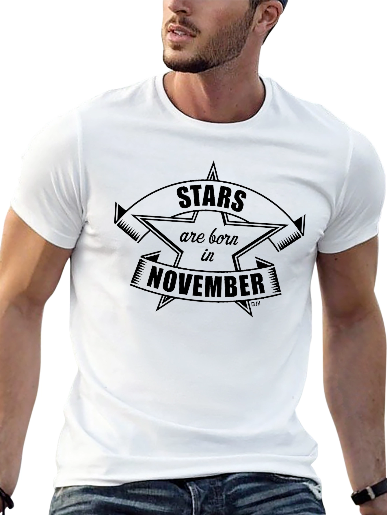 Stars Born In November Black Graphic Tee