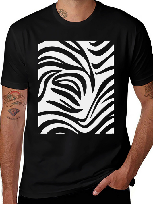 Zebra Stripe Print Black T-Shirt