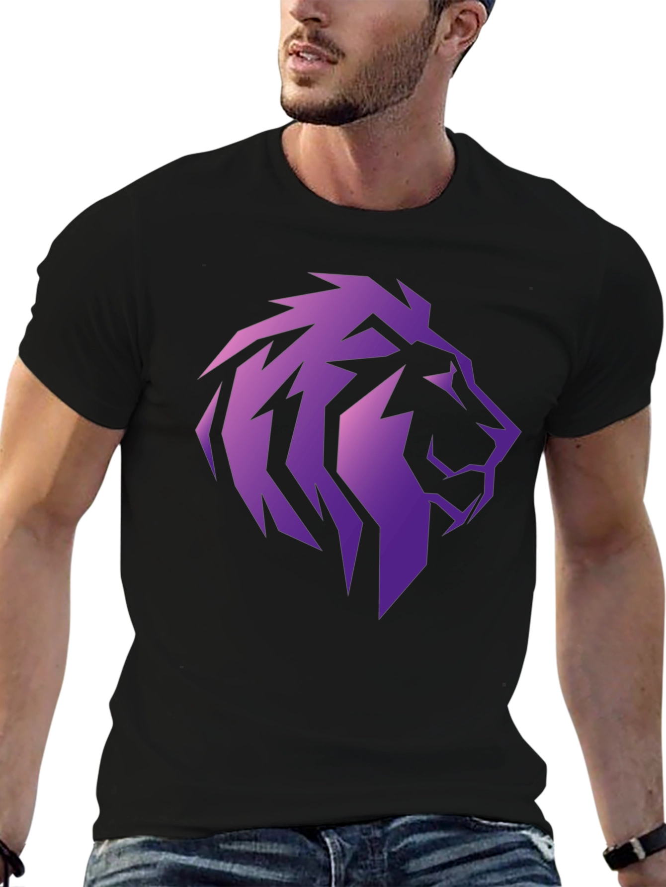 Lion Head Graphic Tee - Stylish Mens T-Shirt