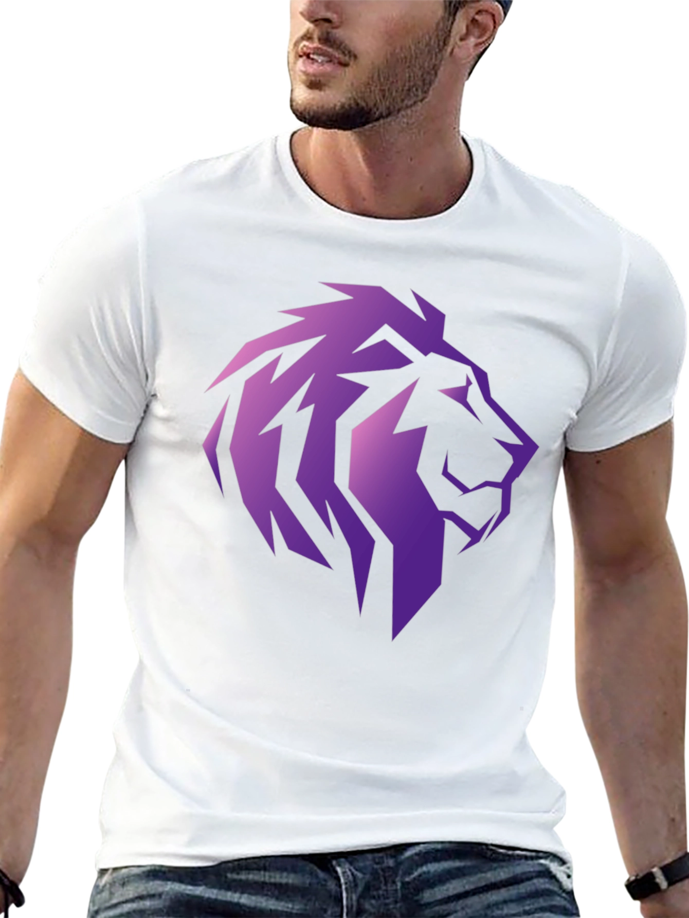 Lion Head Graphic Tee - Stylish Mens T-Shirt