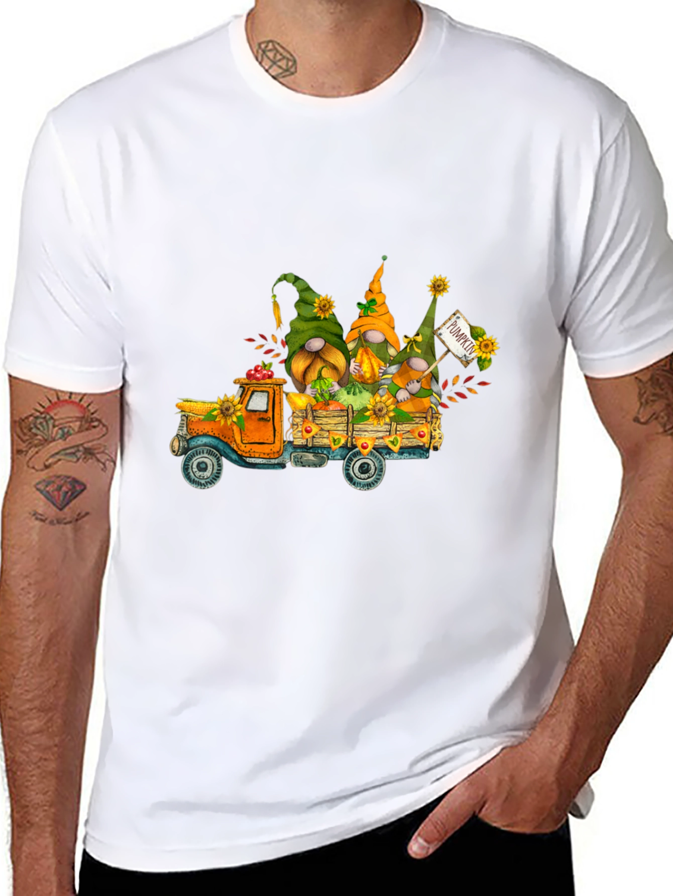 Gnomes Pumpkin Truck T-Shirt - Fall Harvest Tee