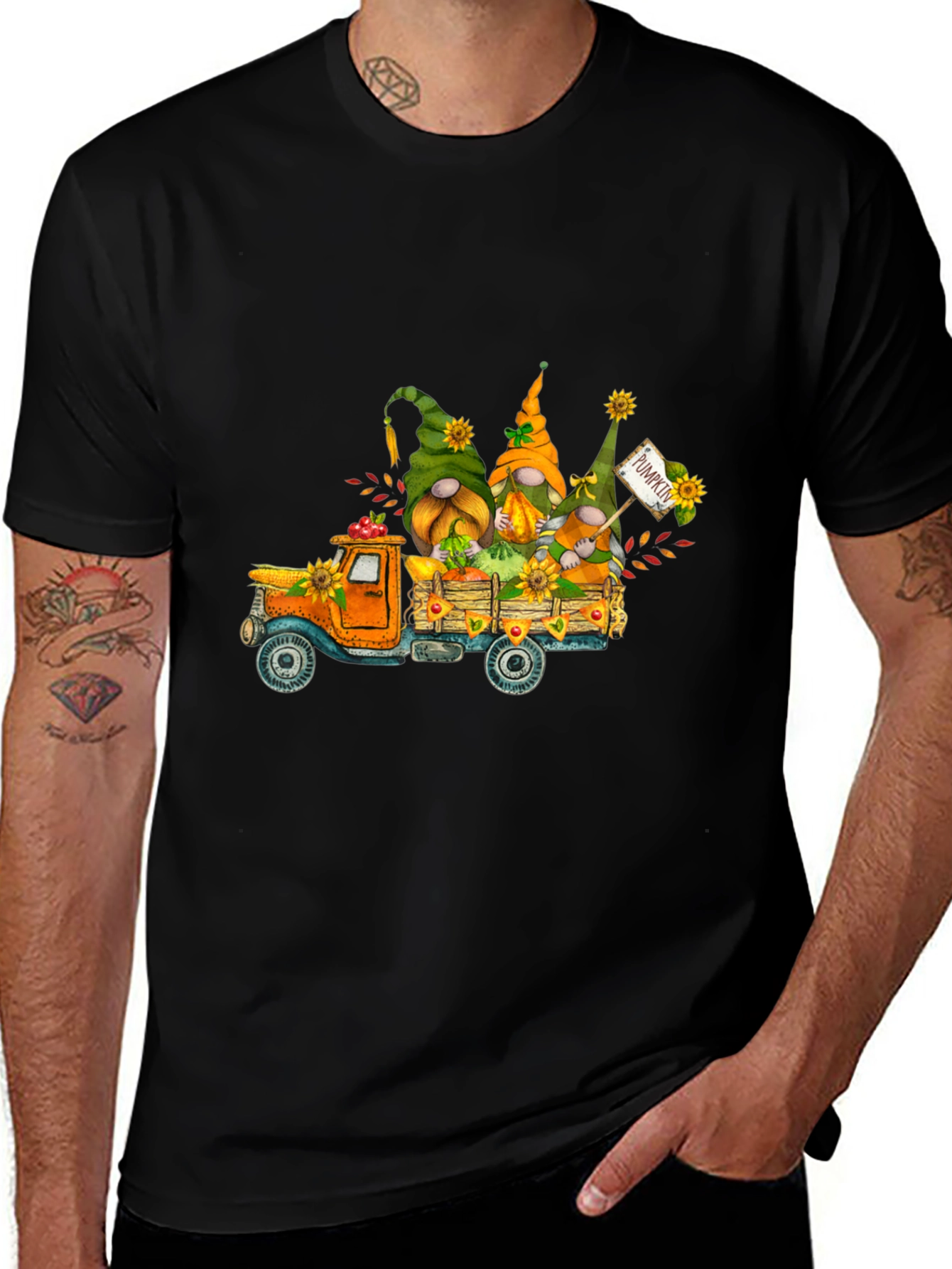 Gnomes Pumpkin Truck T-Shirt - Fall Harvest Tee