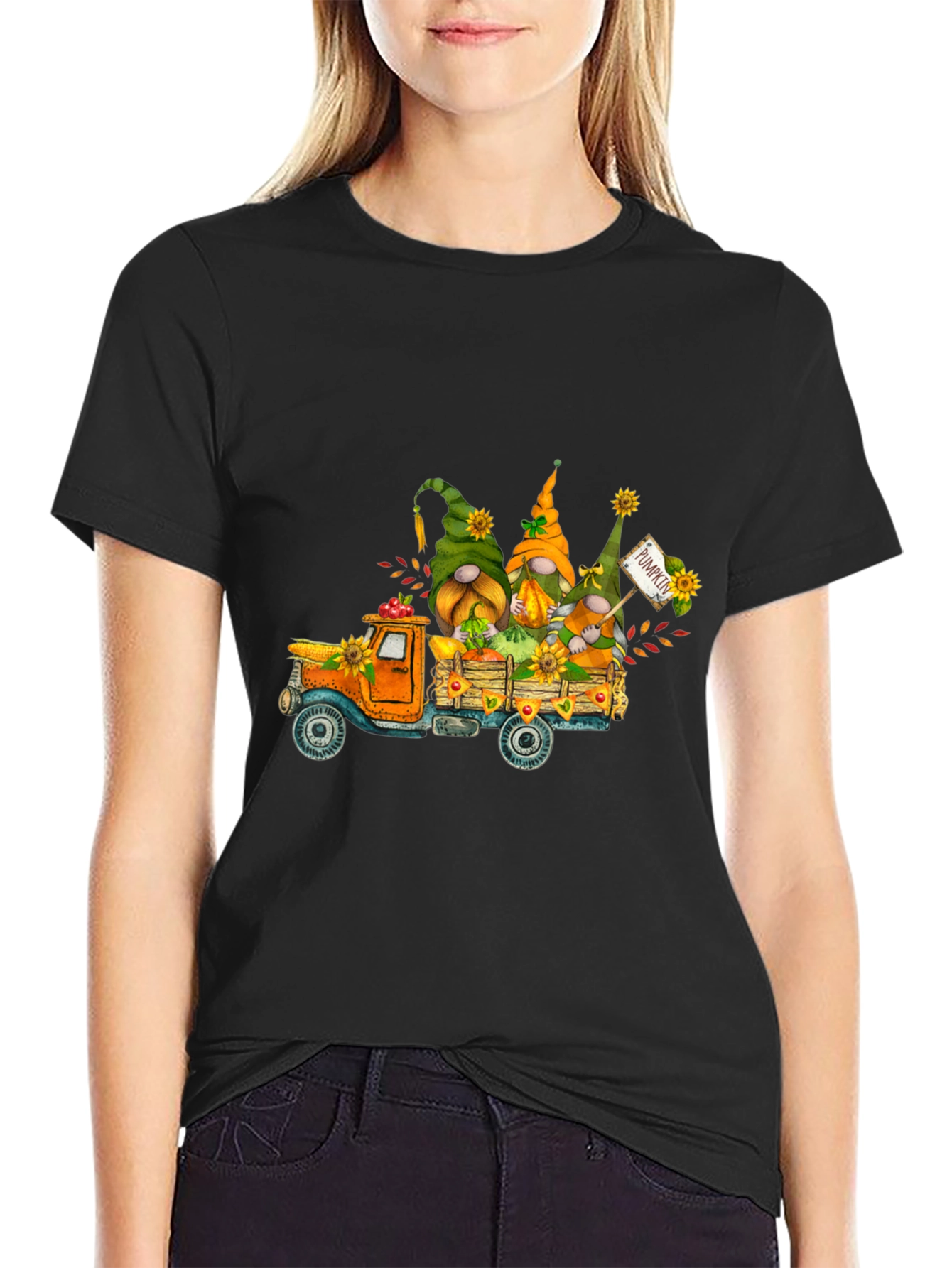 Gnomes Pumpkin Truck T-Shirt - Fall Harvest Tee