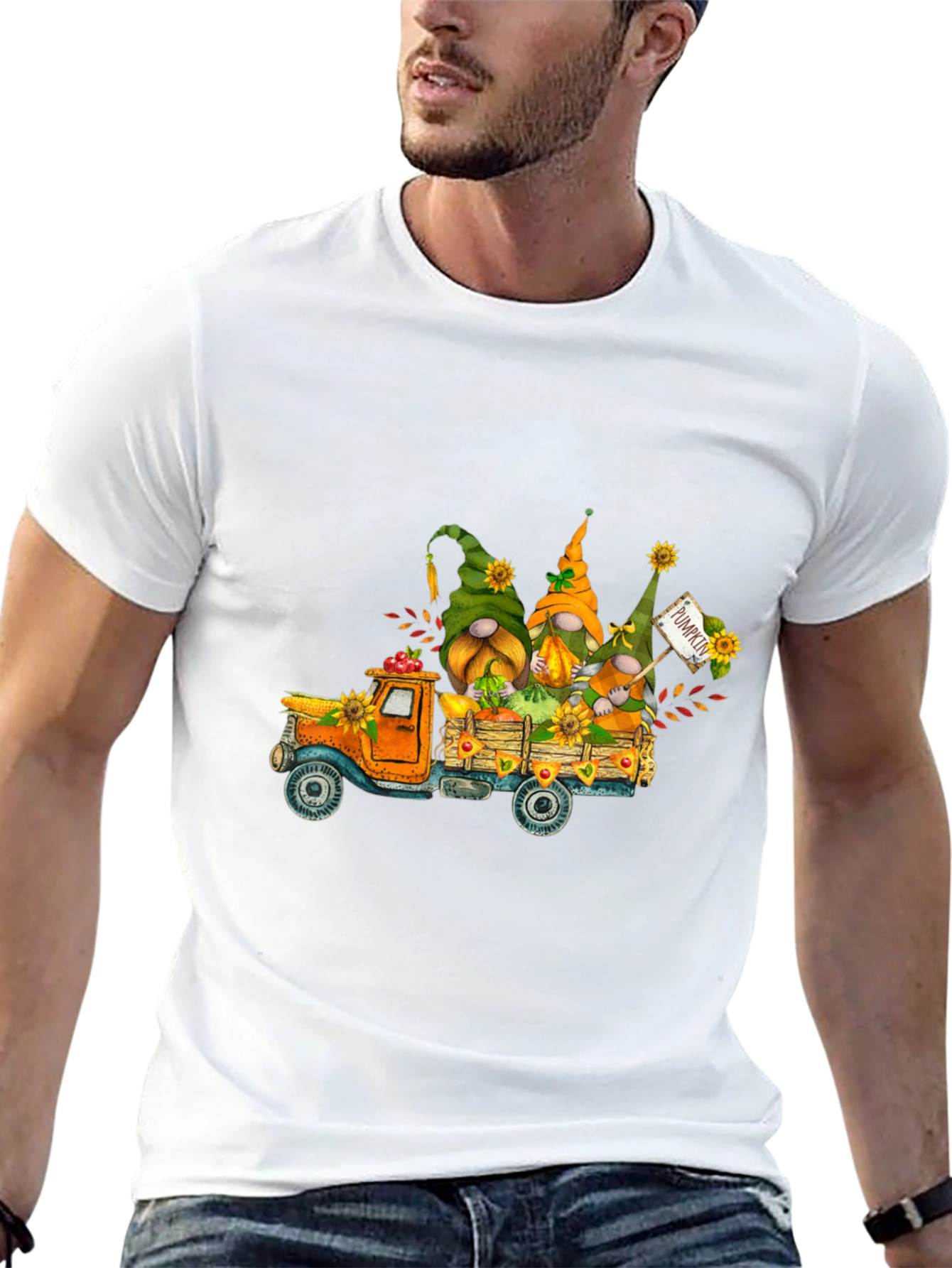 Gnomes Pumpkin Truck T-Shirt - Fall Harvest Tee