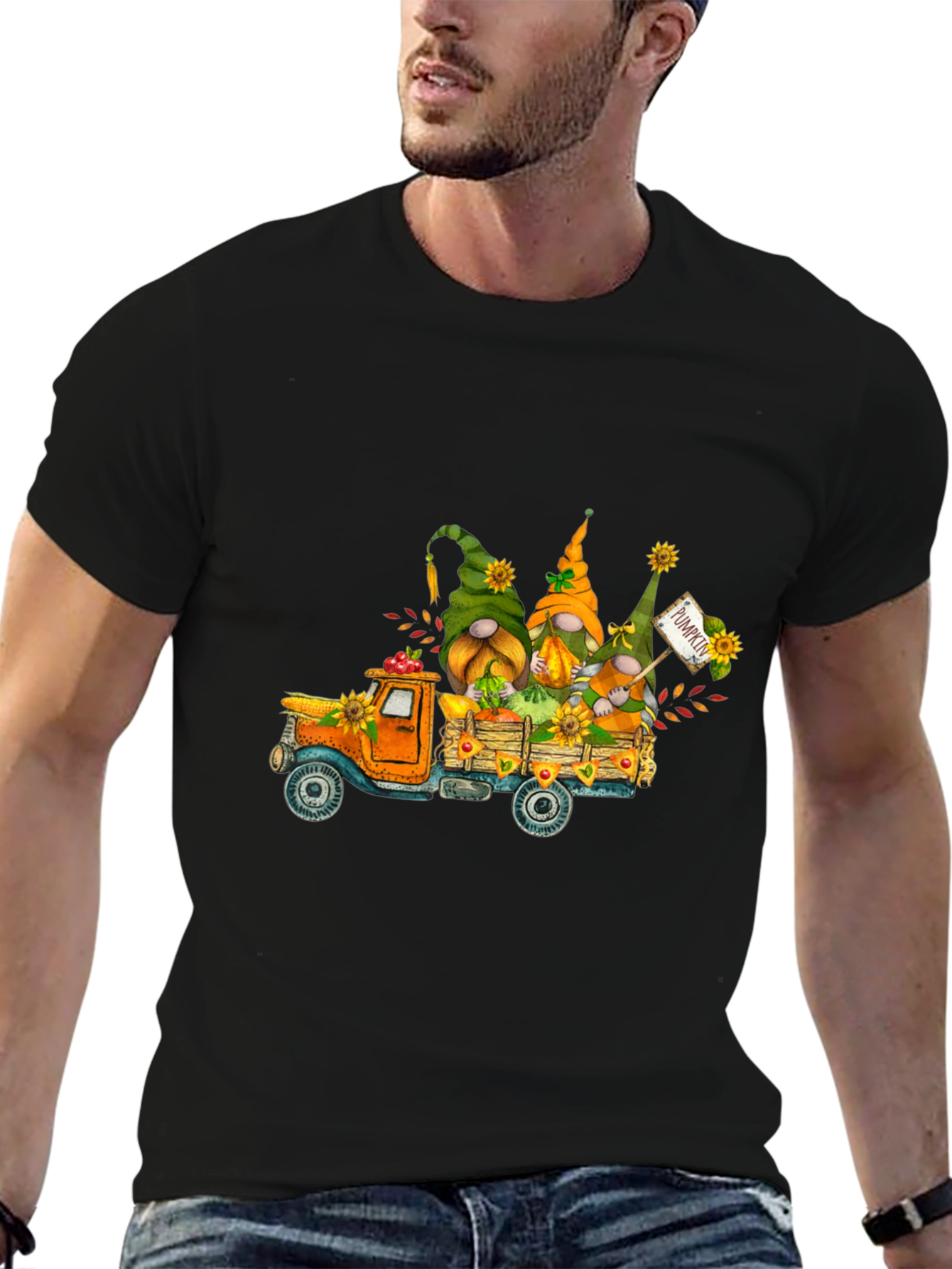 Gnomes Pumpkin Truck T-Shirt - Fall Harvest Tee