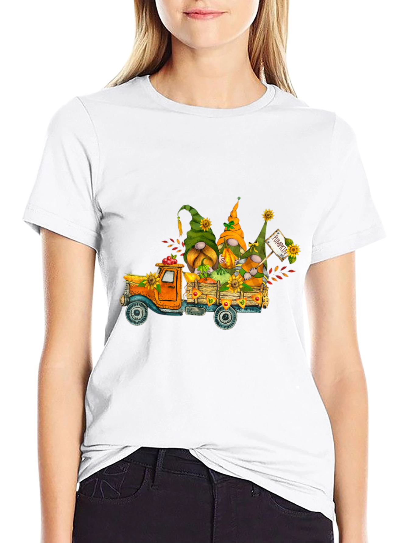 Gnomes Pumpkin Truck T-Shirt - Fall Harvest Tee