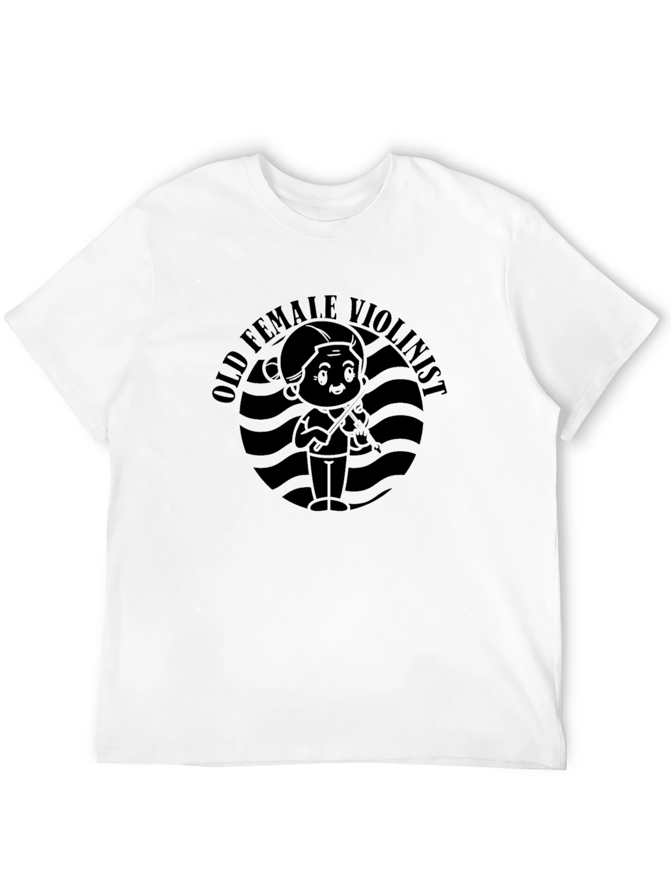 Old Female Violinist T-Shirt - Black Graphic Tee