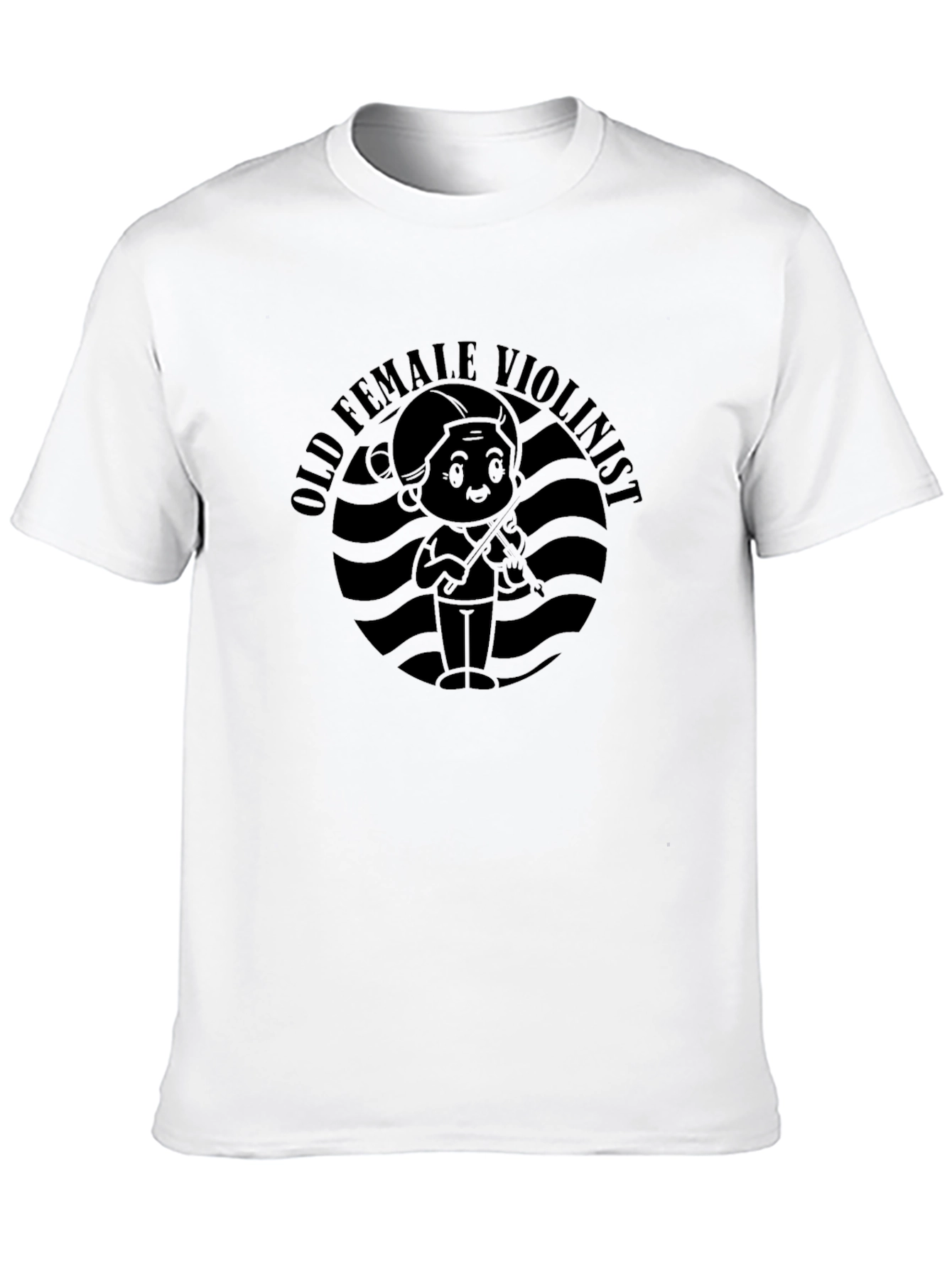 Old Female Violinist T-Shirt - Black Graphic Tee