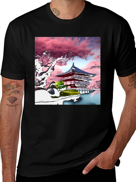 Cherry Blossom Temple Graphic Tee