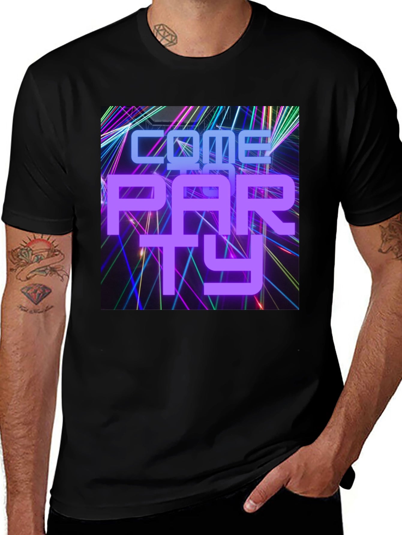 Come Party Graphic T-Shirt - Mens Black Tee