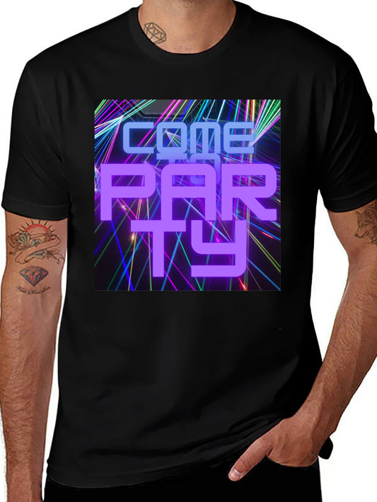 Come Party Graphic T-Shirt - Mens Black Tee