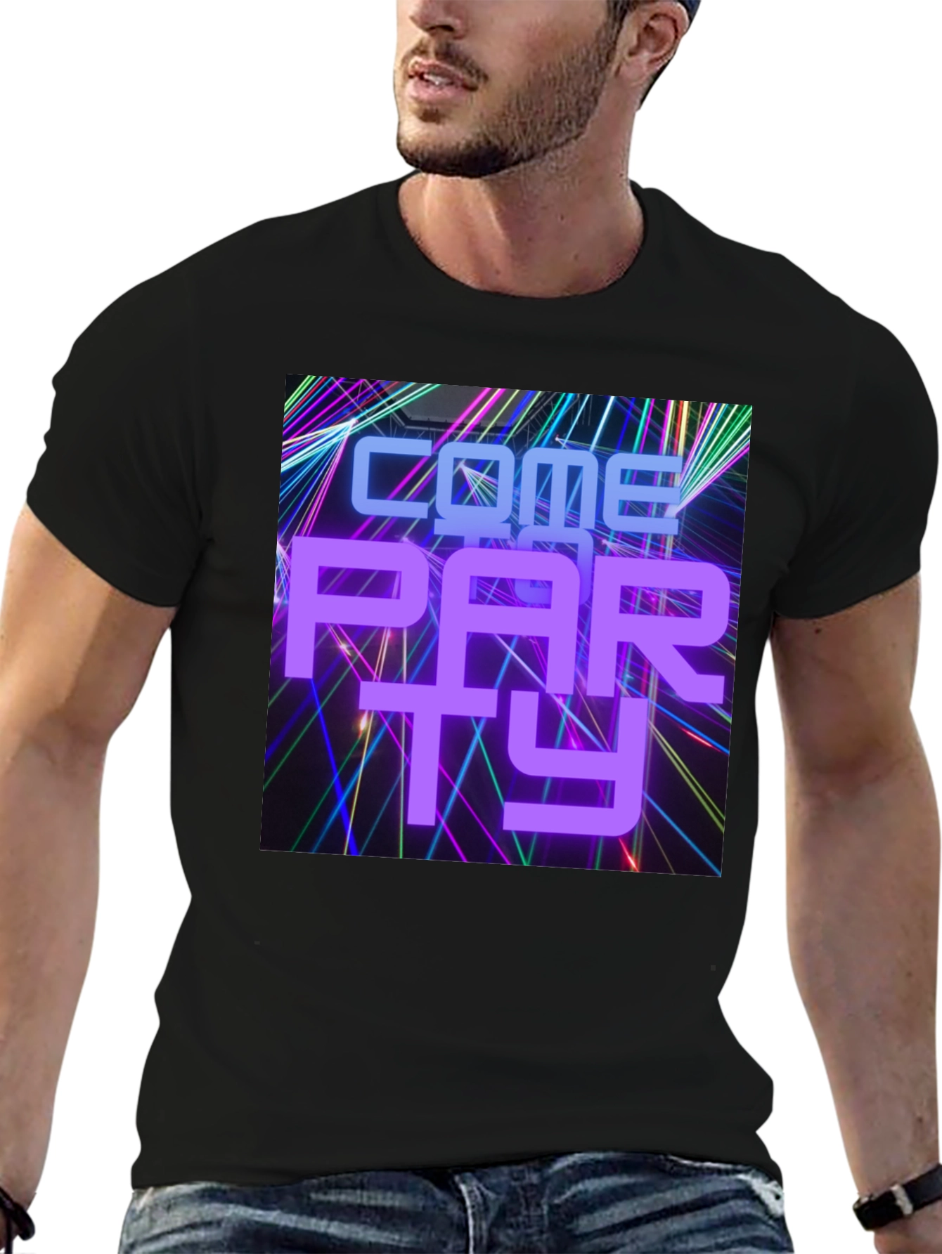 Come Party Graphic T-Shirt - Mens Black Tee