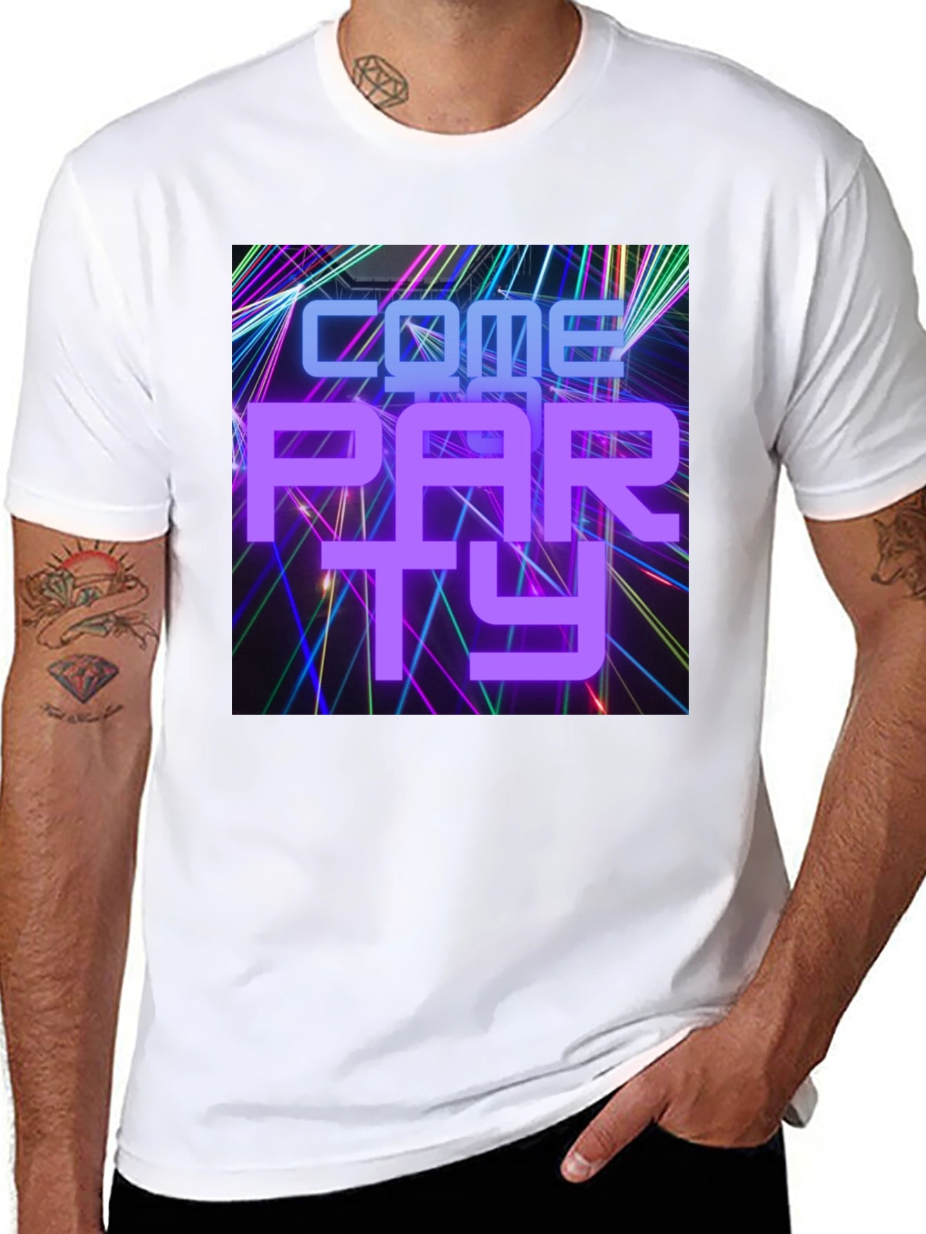 Come Party Graphic T-Shirt - Mens Black Tee