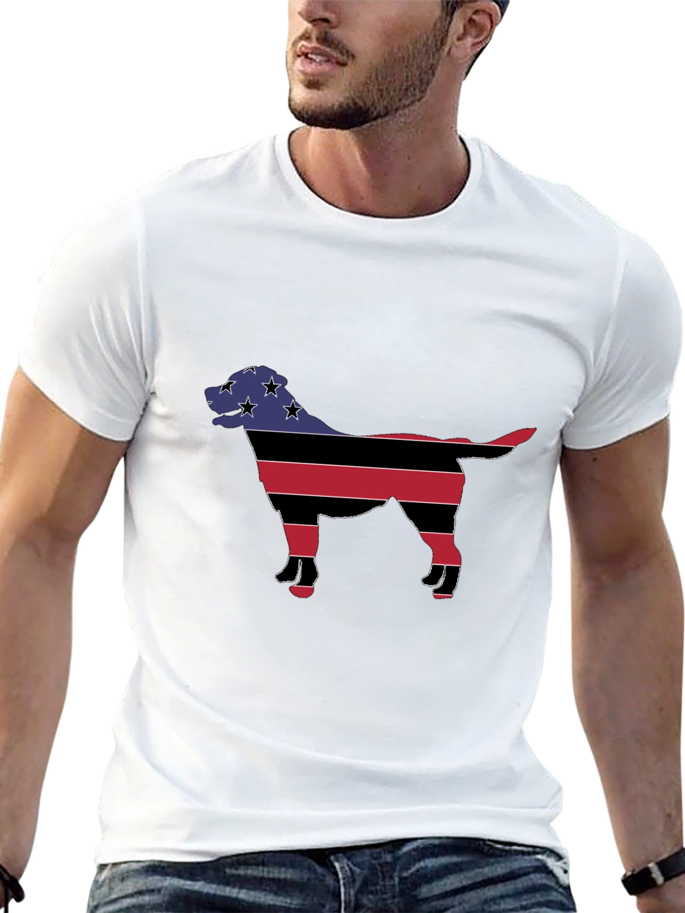 Patriotic Dog Silhouette Graphic Tee