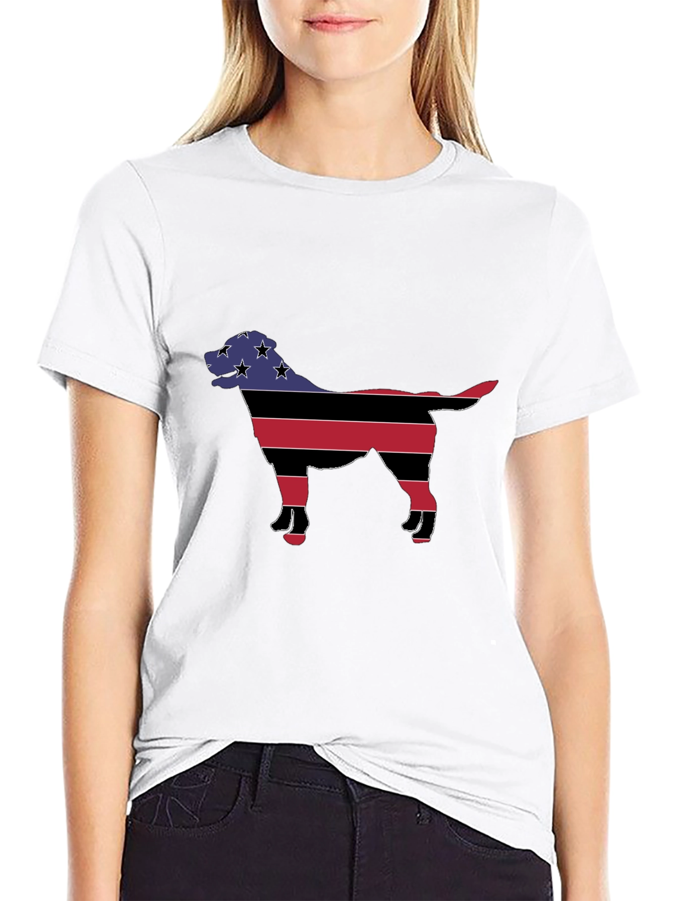 Patriotic Dog Silhouette Graphic Tee
