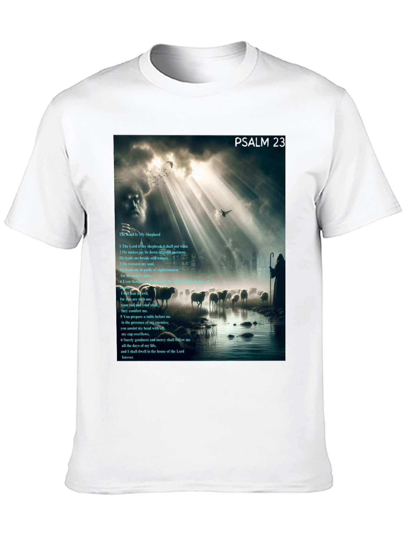 Psalm 23 Graphic Print Black T-Shirt