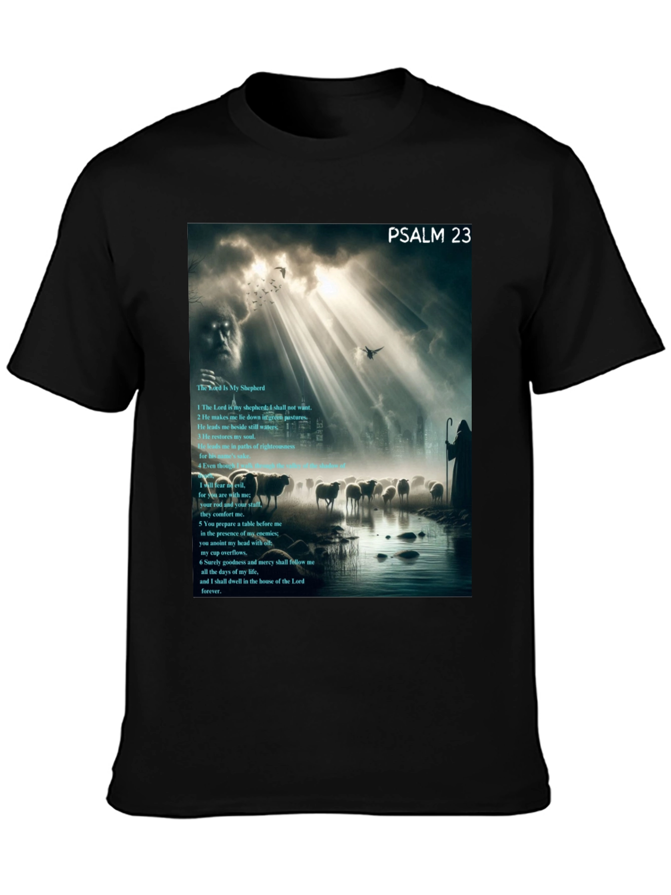 Psalm 23 Graphic Print Black T-Shirt